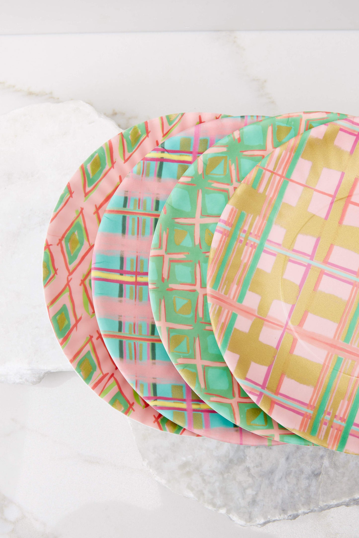 Pink And Green Melamine Plates
