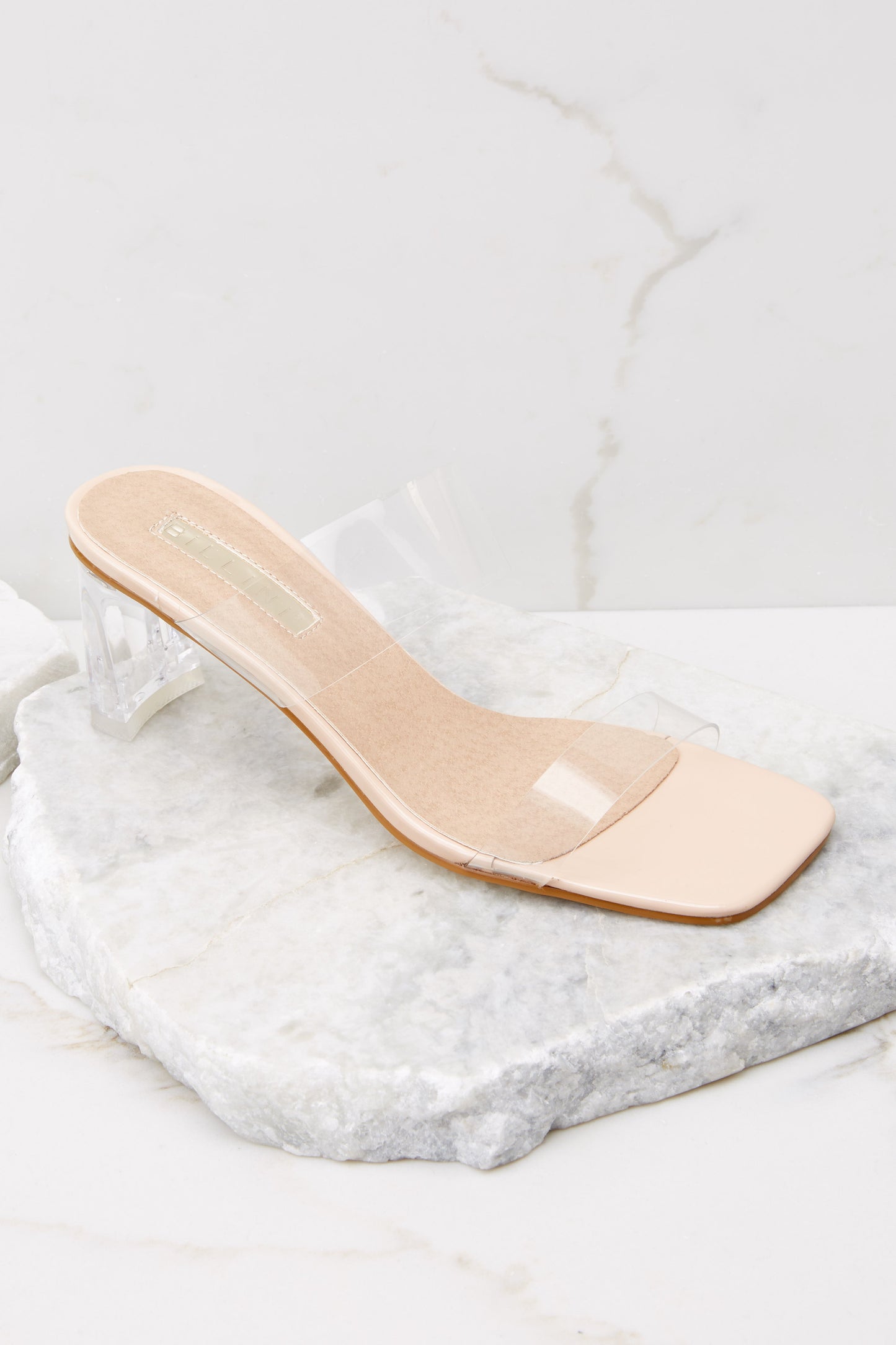 Xenia Nude Patent Clear Heels