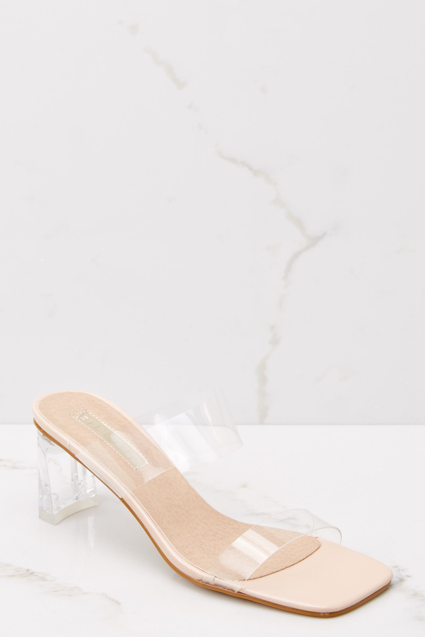 Xenia Nude Patent Clear Heels