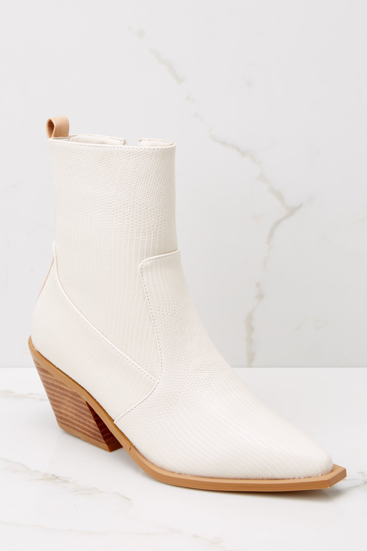 Umeko Oatmeal Lizard Ankle Booties