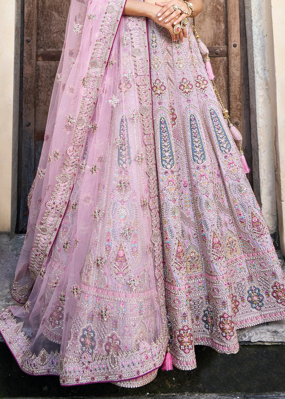 Lavender Purple Banarasi Silk Lehenga Choli with Heavy Embroidery Work