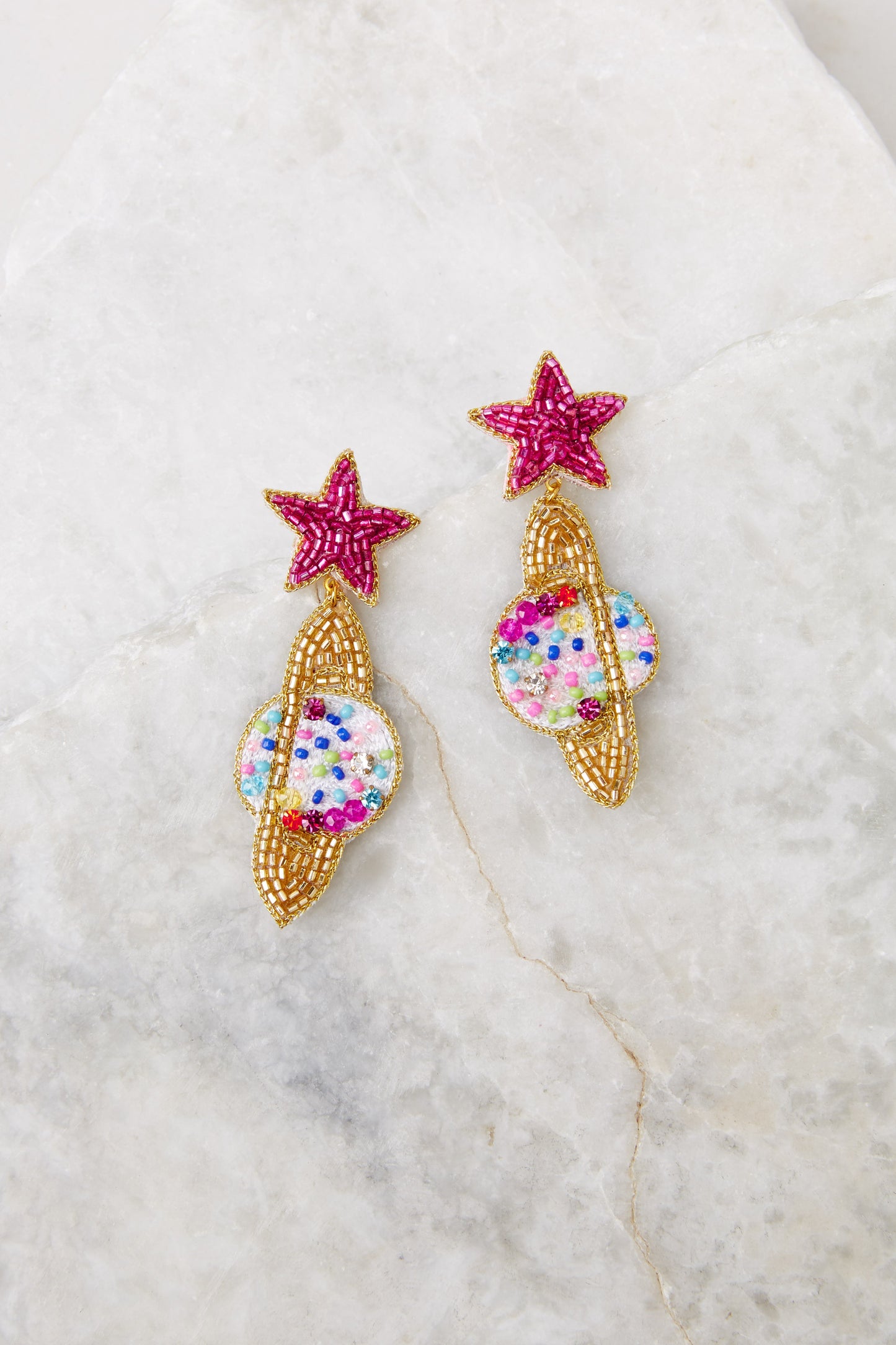 I Need Space Gold Beaded Earrings