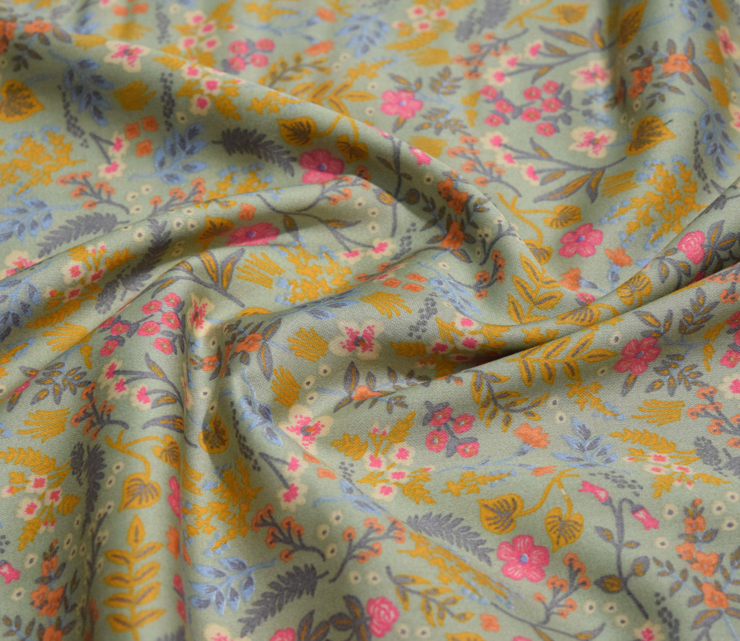 Leaf Pattern Screen Printed Cotton Satin Available in Yellow , Beige, Grey and Green