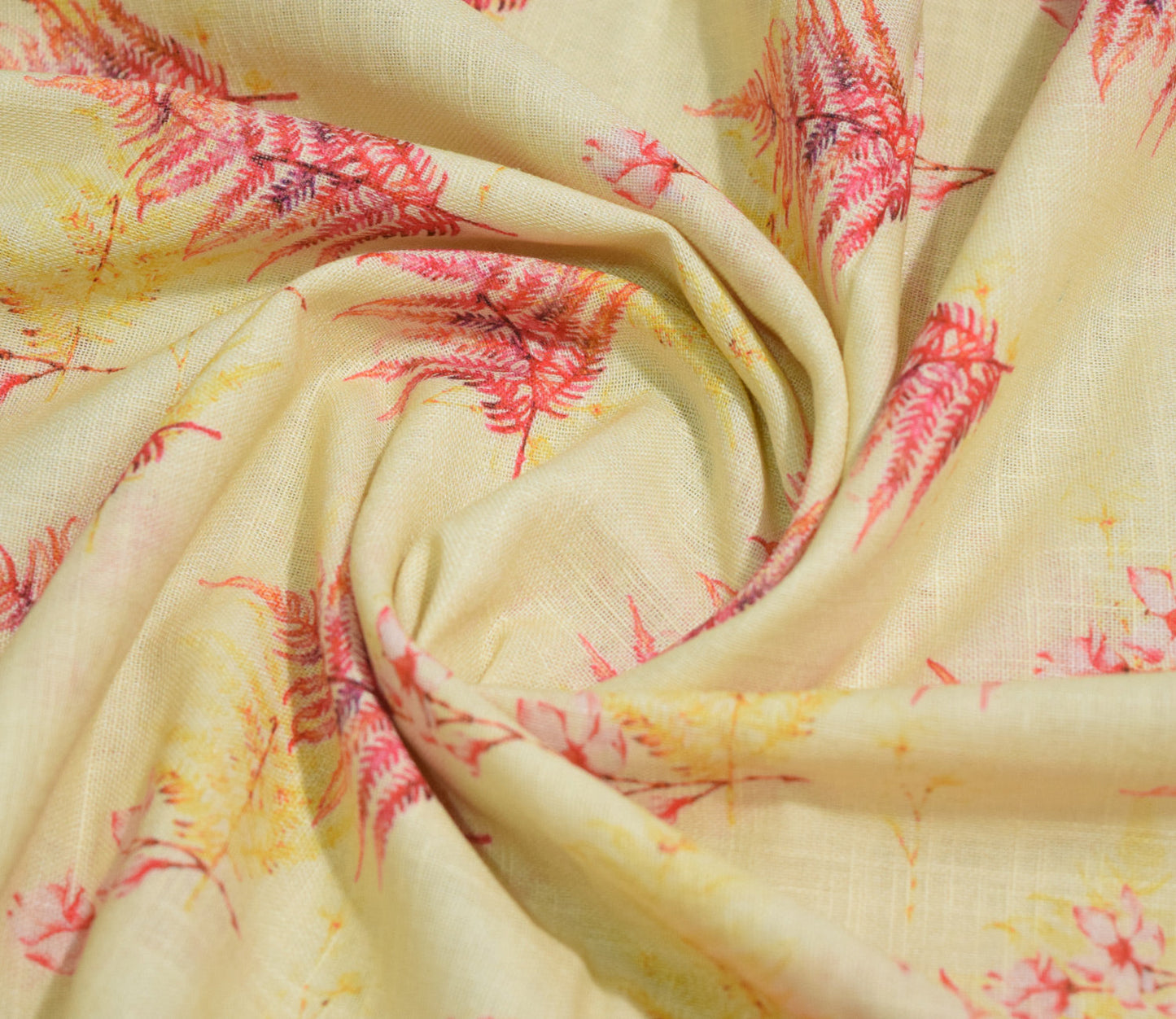 Floral Pattern Digital Printed Cotton Slub Fabric Available in Pink , Green ,Yellow and Blue