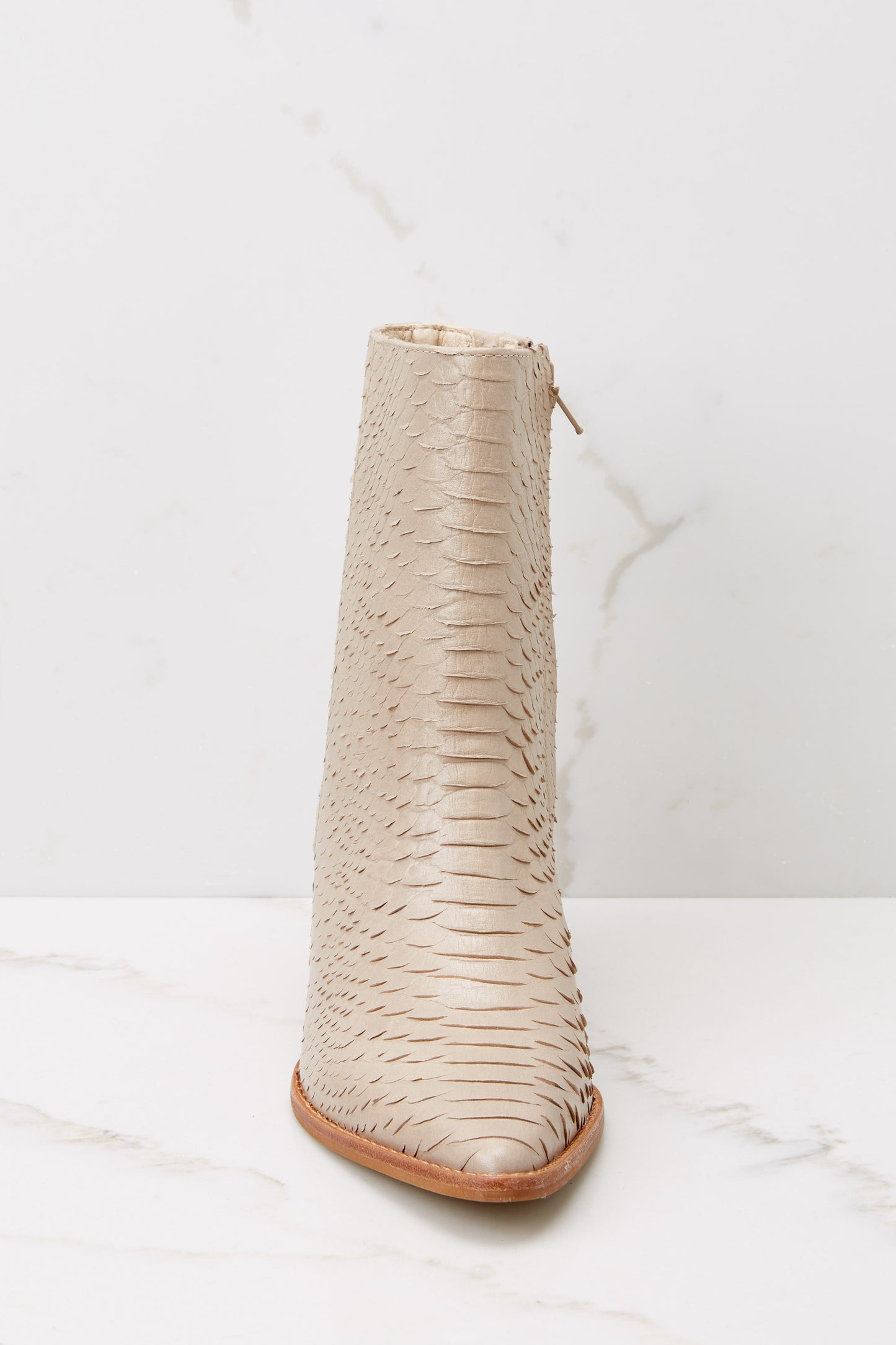 Caty Taupe Snake Ankle Boots