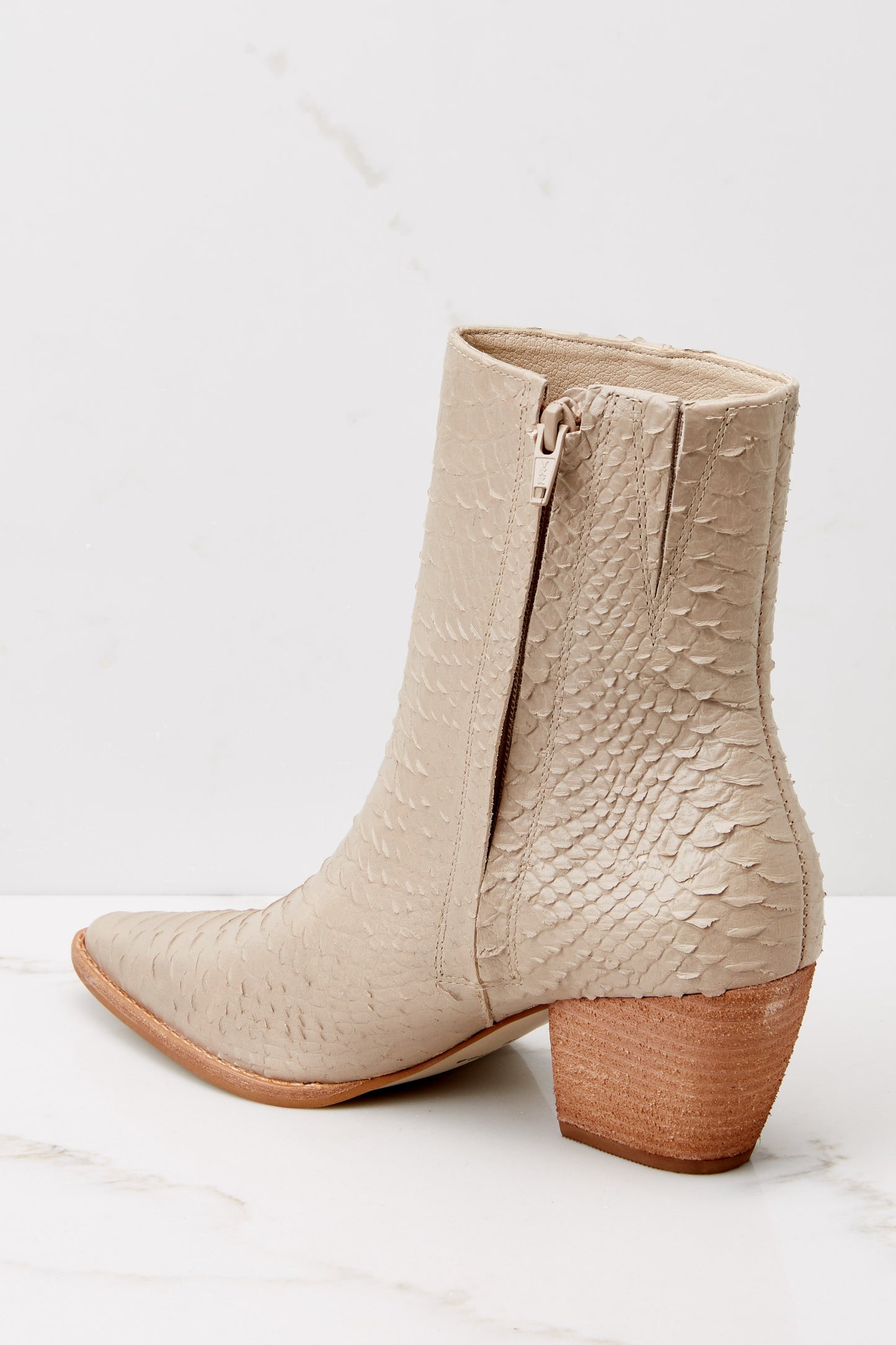 Caty Taupe Snake Ankle Boots