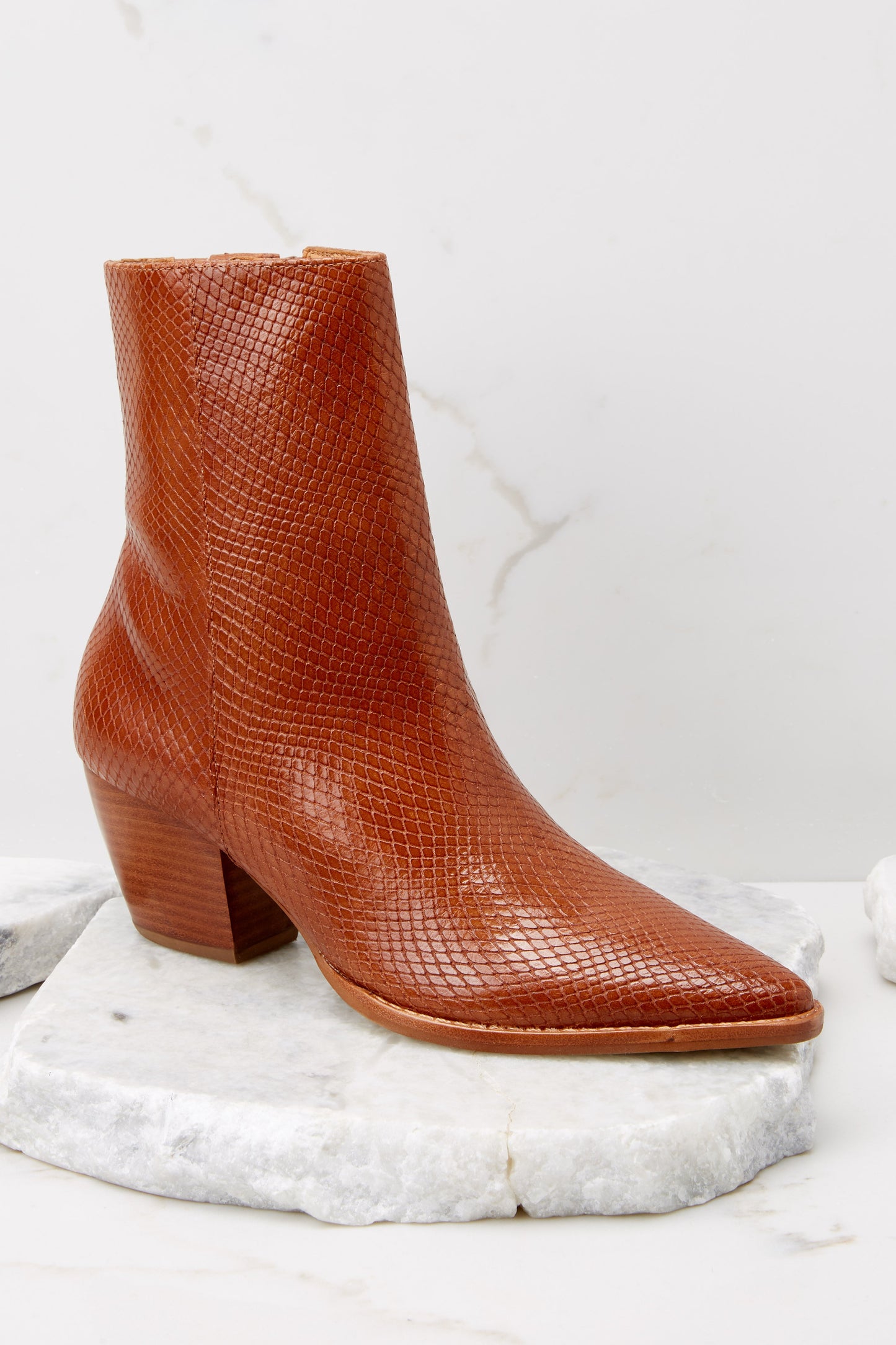 Caty Tobacco Snake Ankle Boots