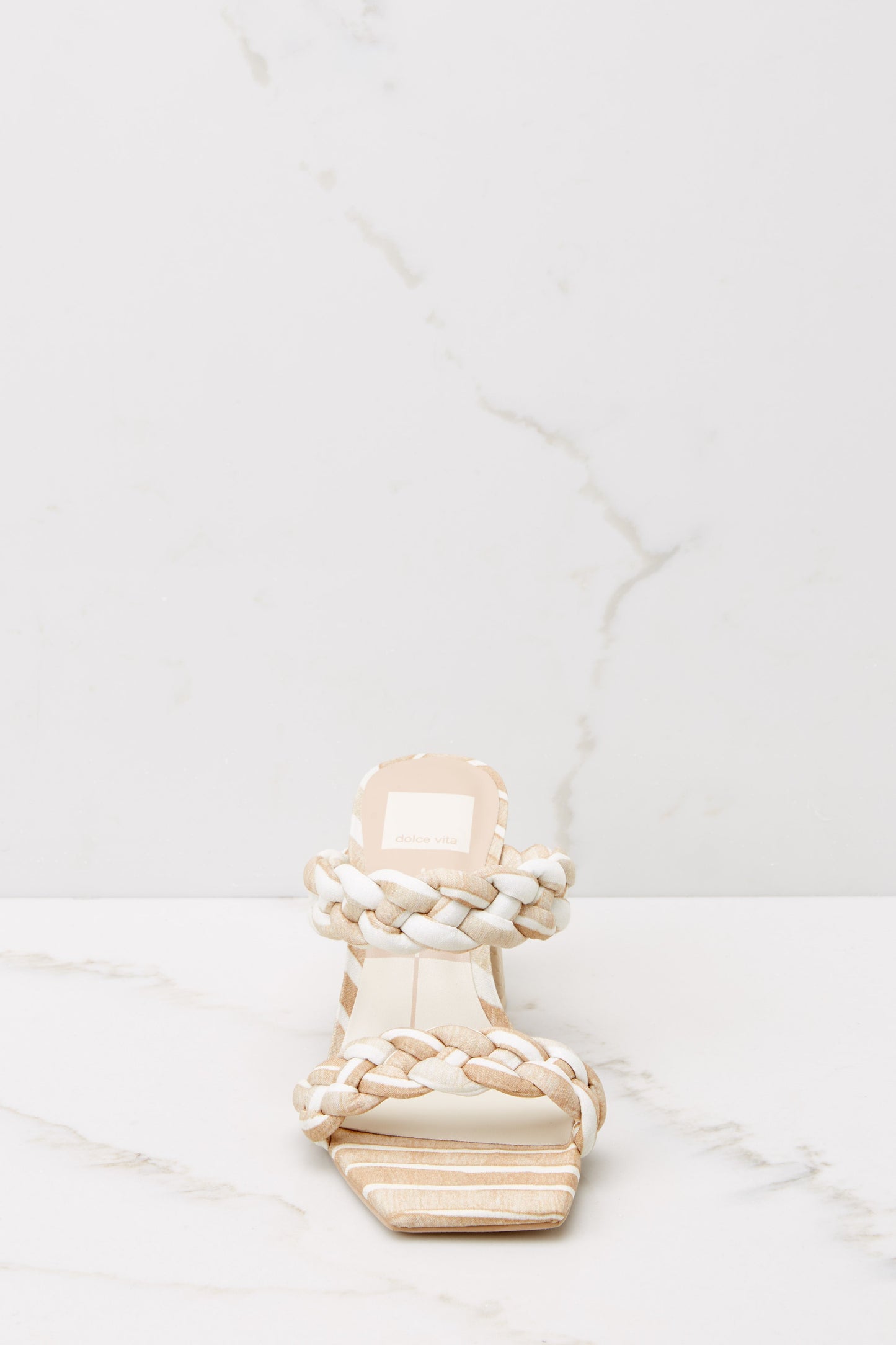 Paily White Stripe Fabric Heels