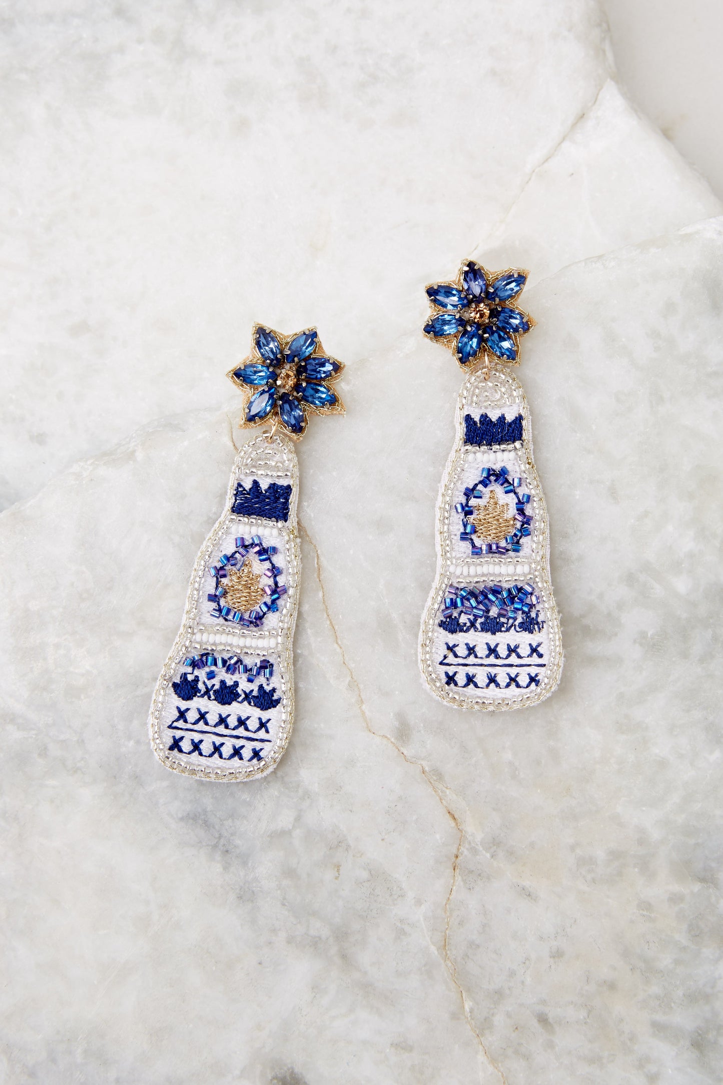 Shot In The Dark Blue Beaded Earrings