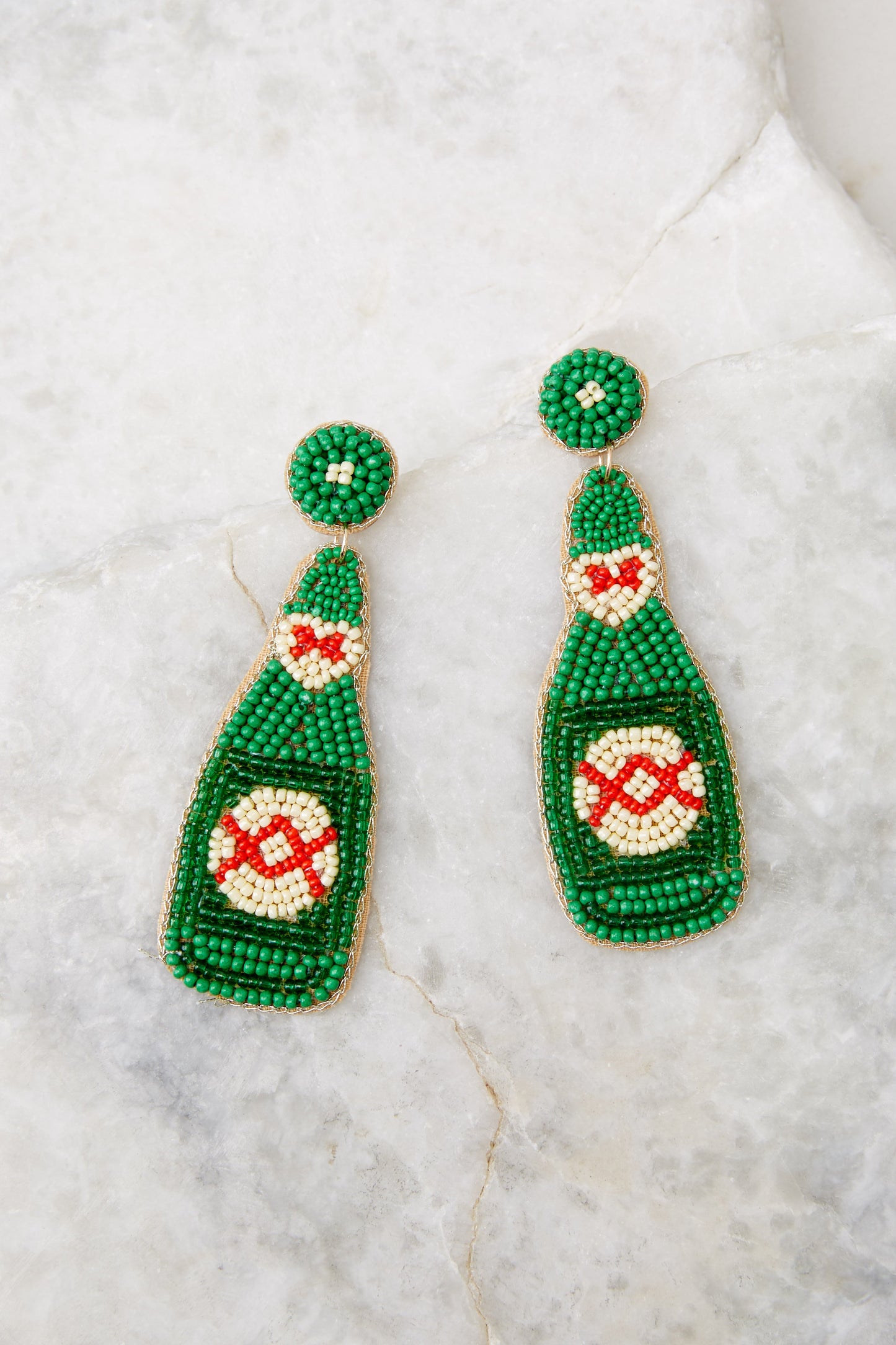 Dos Botellas Green Beaded Earrings