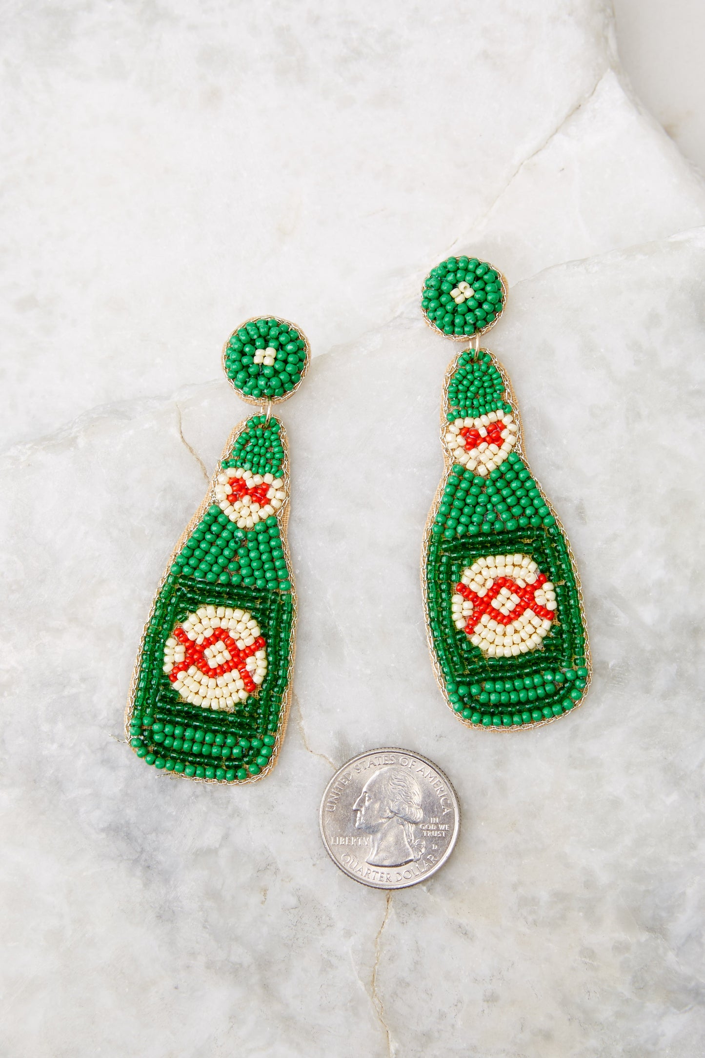 Dos Botellas Green Beaded Earrings