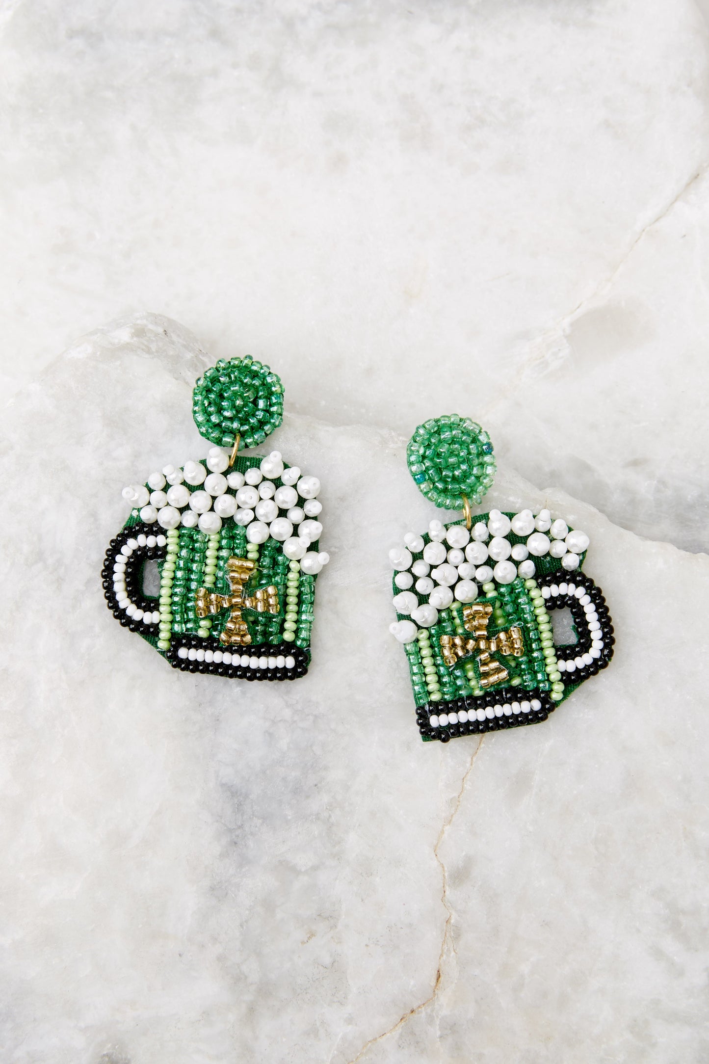 Feeling Lucky Green Beaded Earrings