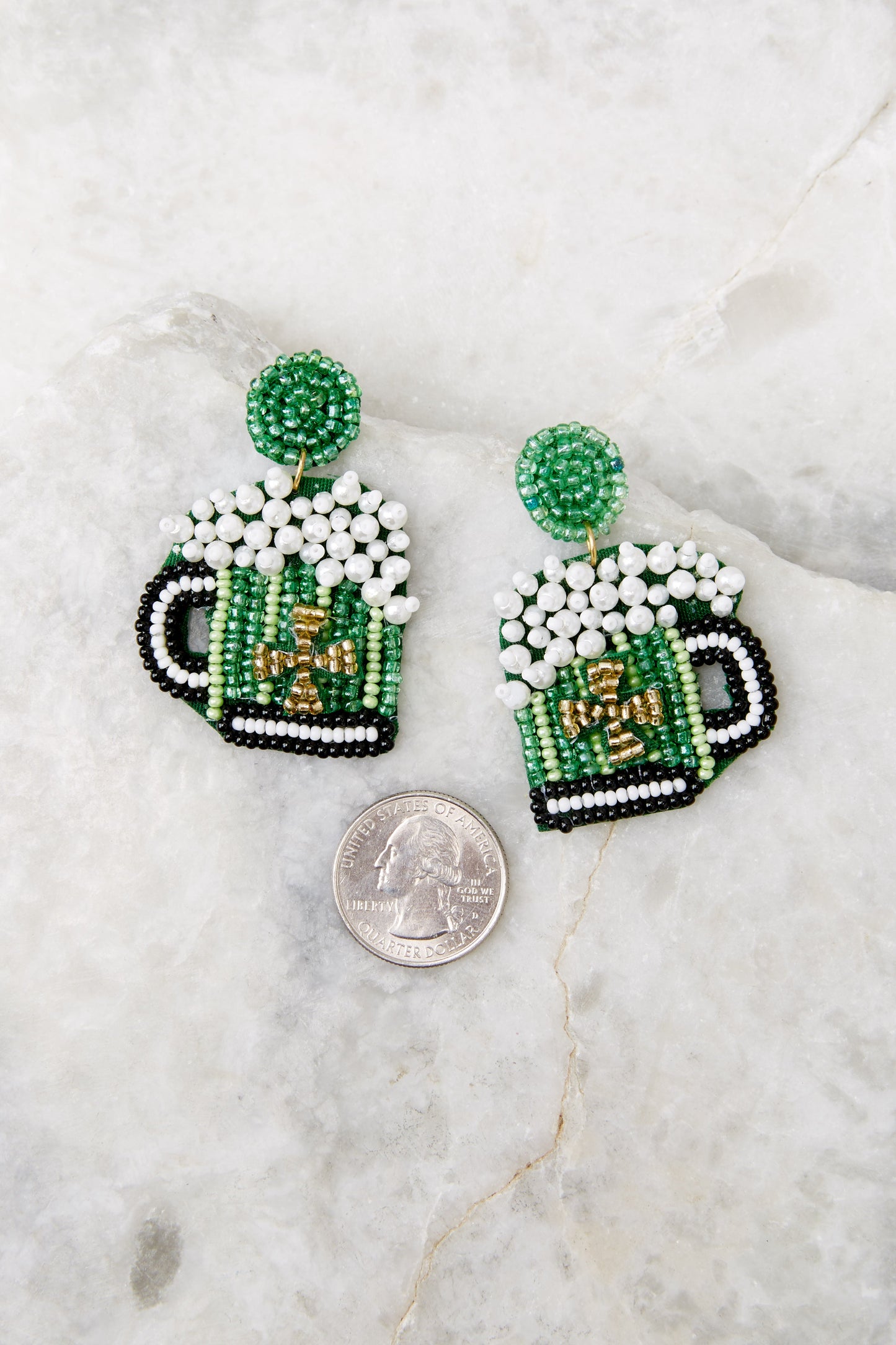 Feeling Lucky Green Beaded Earrings