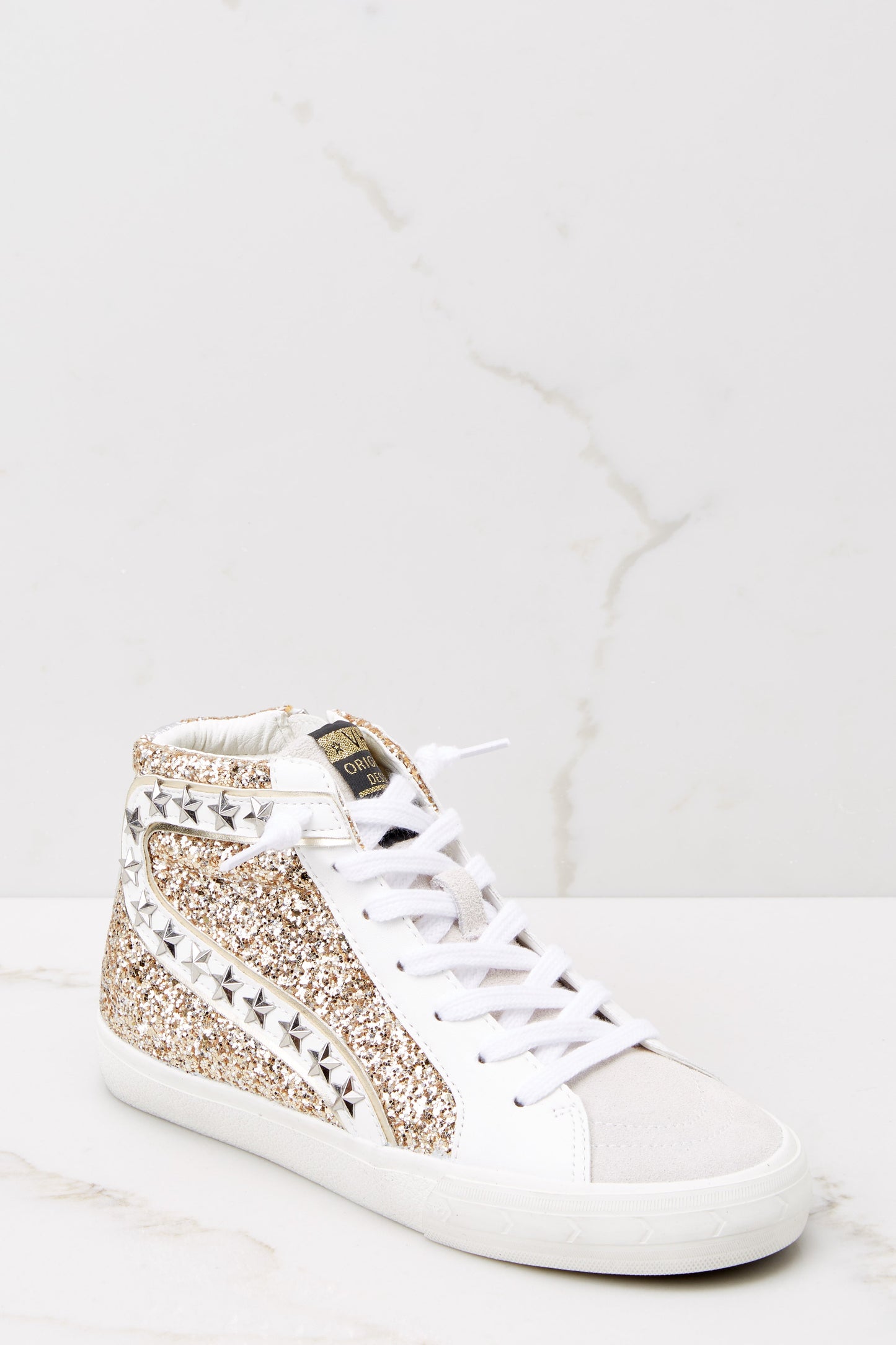 Mateel Gold Grey Multi Glitter High Top Sneakers