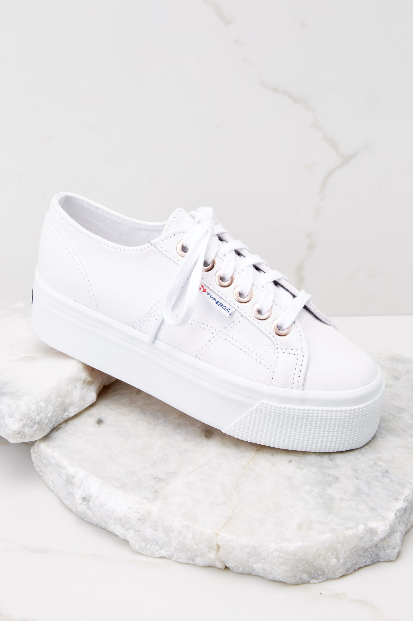 2790 Nappa White Rose Gold Big Eyelets Platform Sneakers
