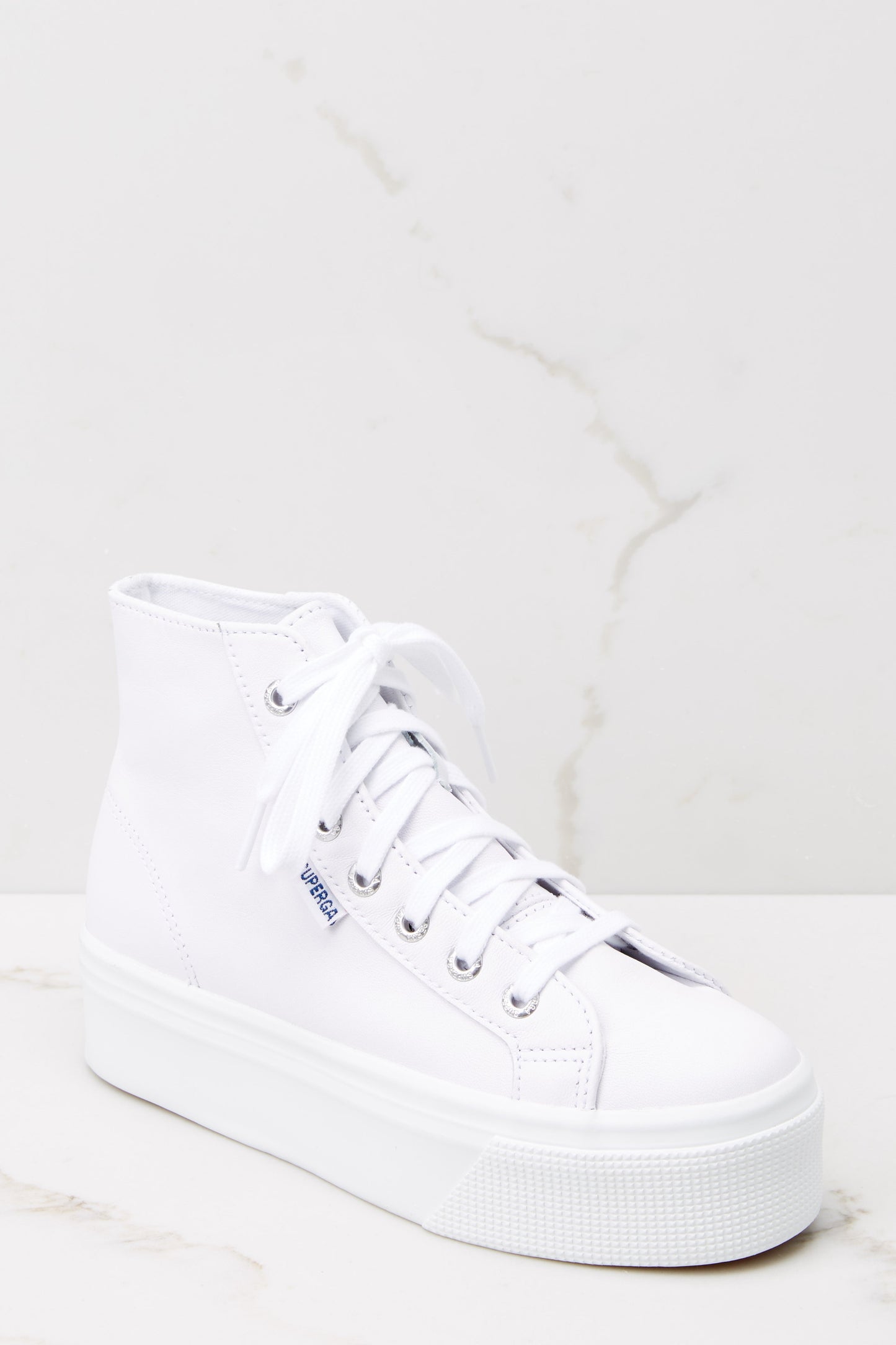 2705 Nappa White Leather Hi Top Platform Sneakers