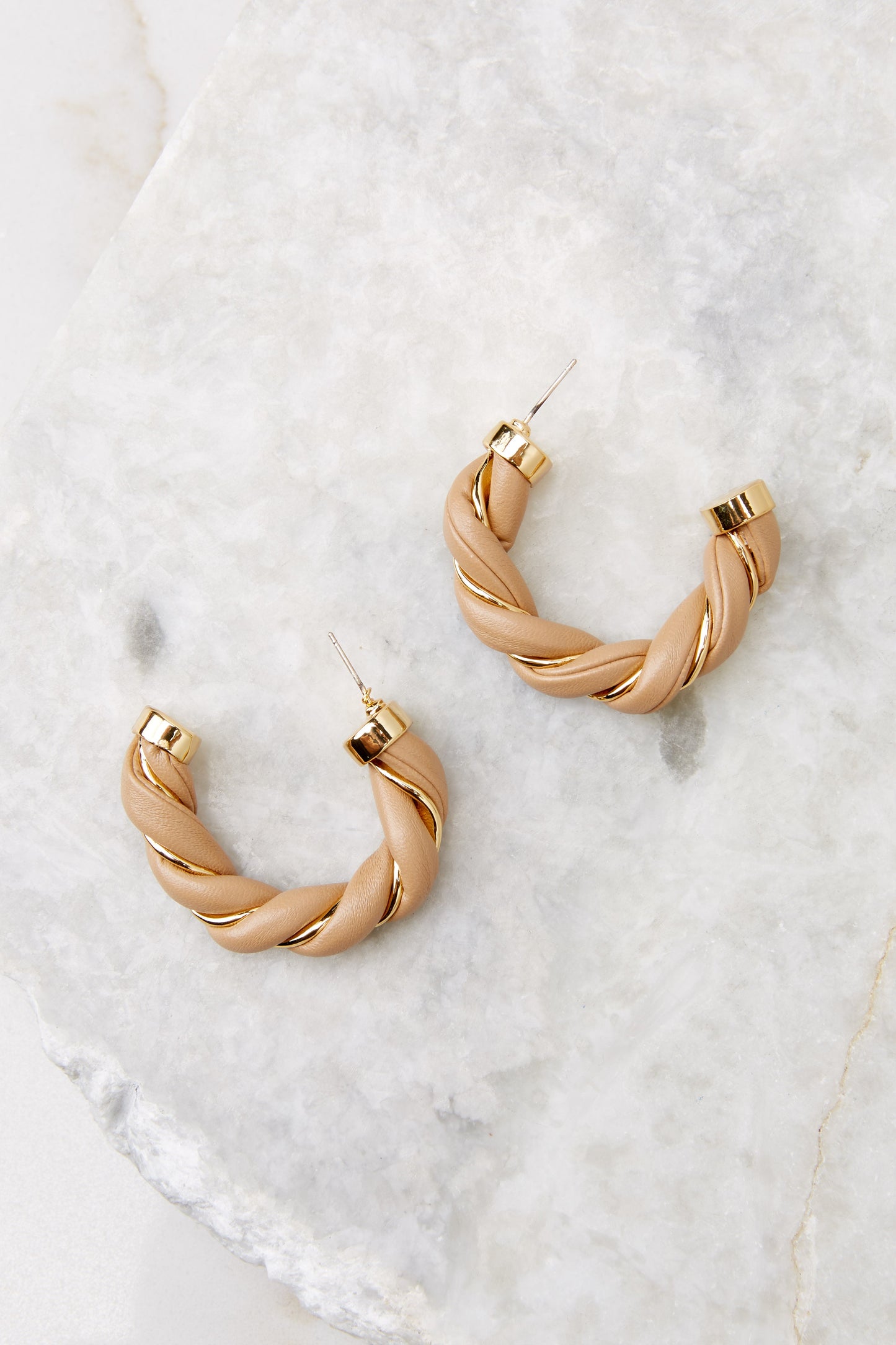 Grab Their Attention Tan Hoop Earrings