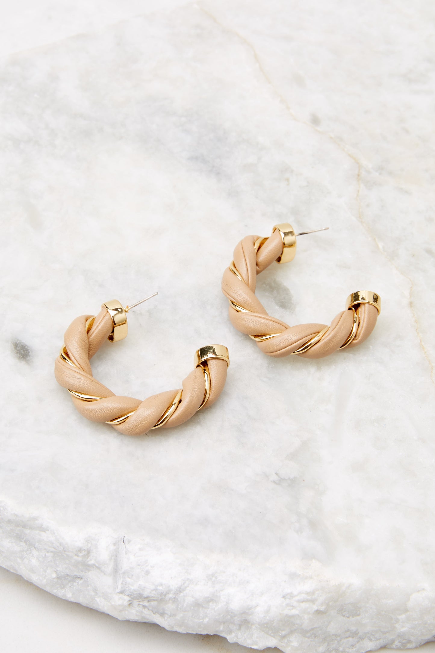 Grab Their Attention Tan Hoop Earrings