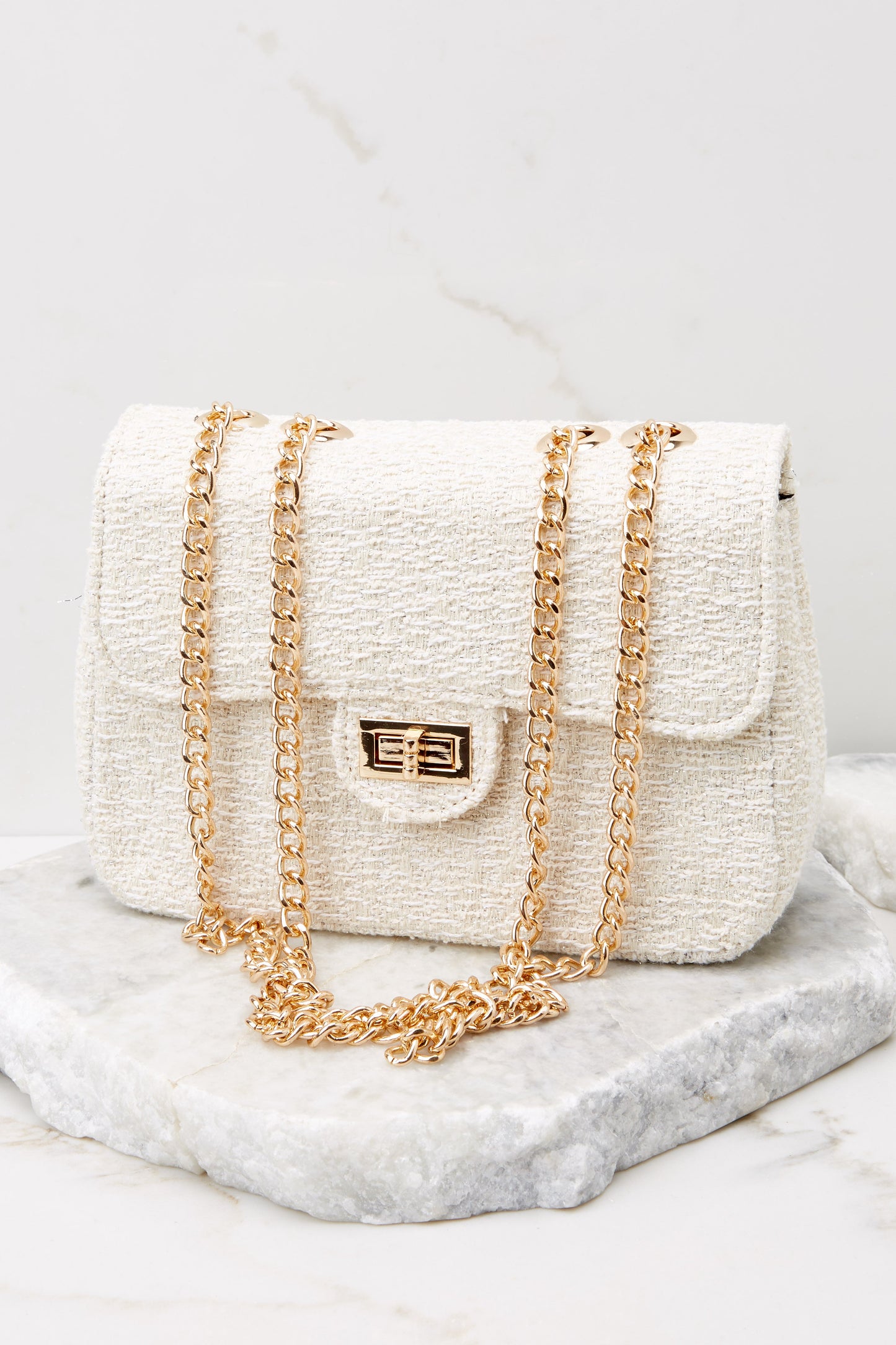 So Divine Ivory Tweed Bag