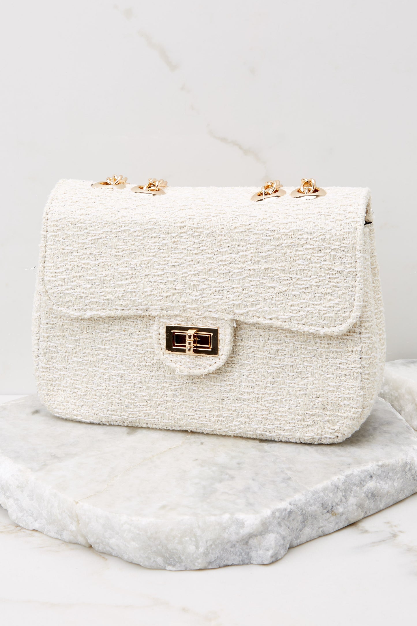 So Divine Ivory Tweed Bag