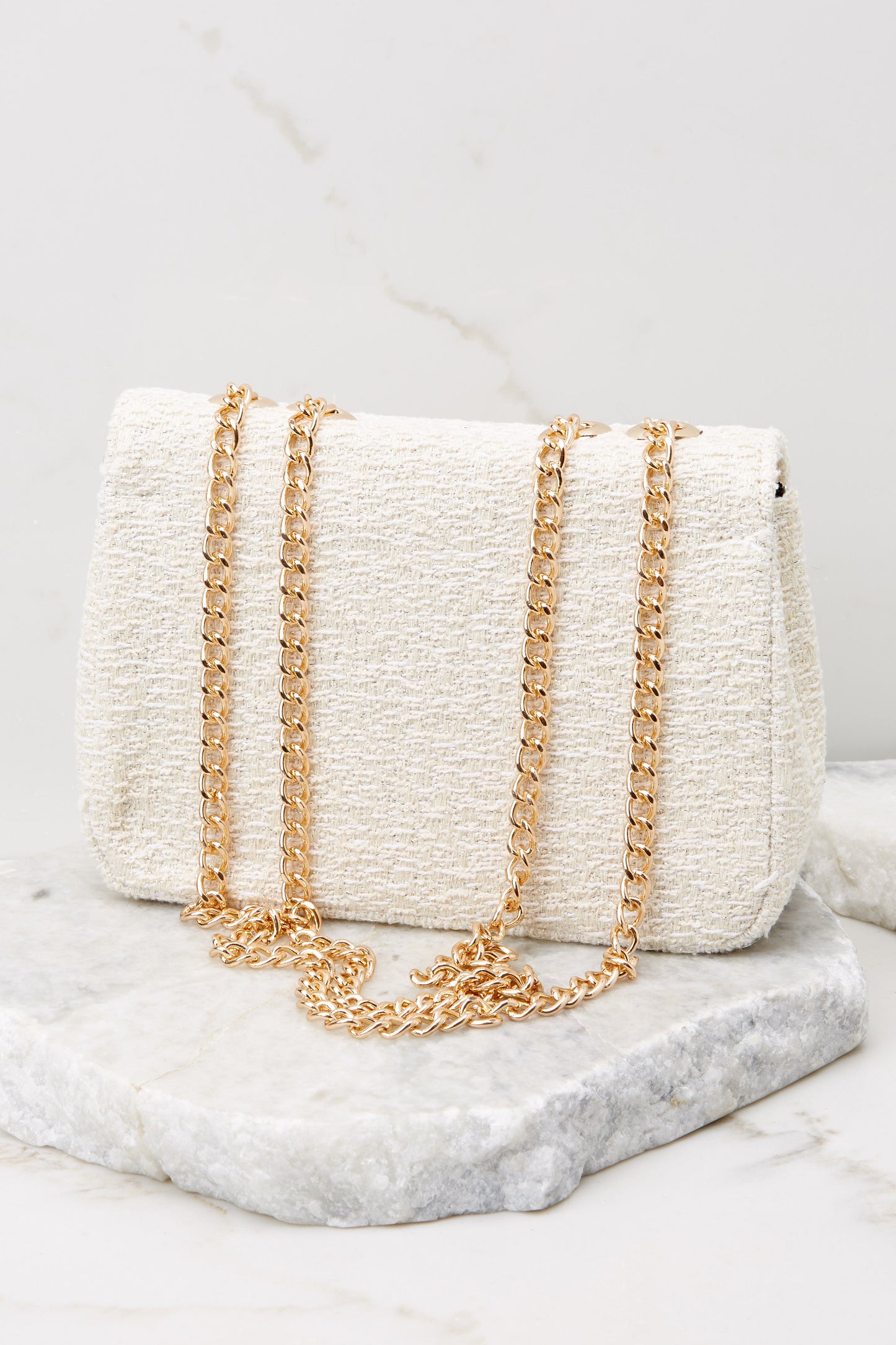 So Divine Ivory Tweed Bag
