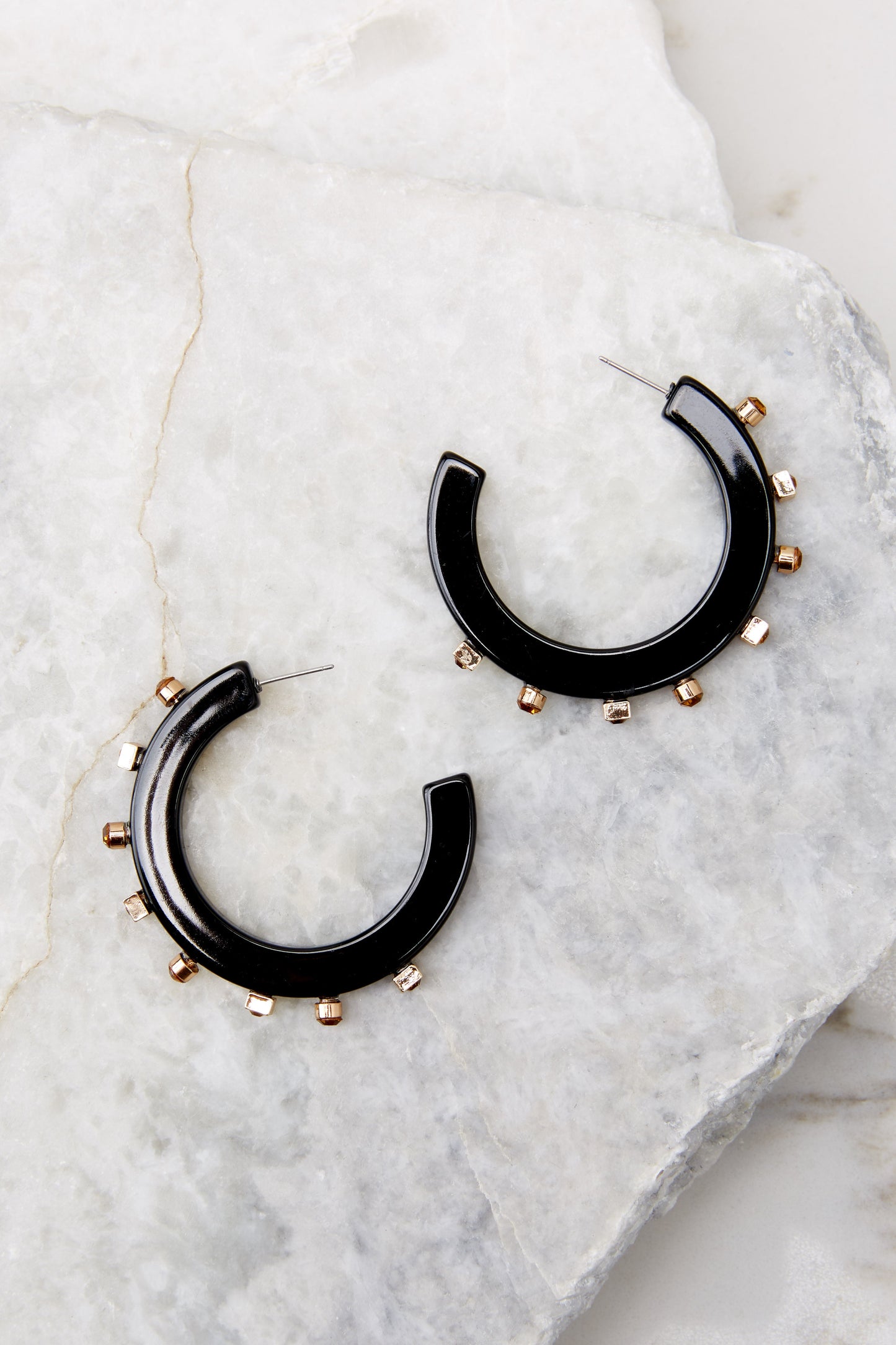 City Girl Black Jewel Hoop Earrings