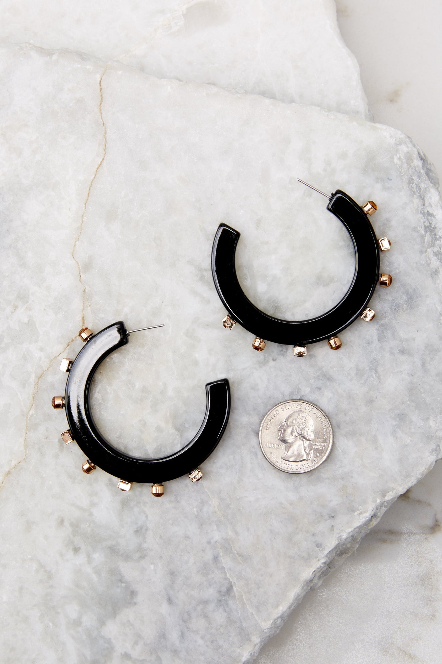 City Girl Black Jewel Hoop Earrings