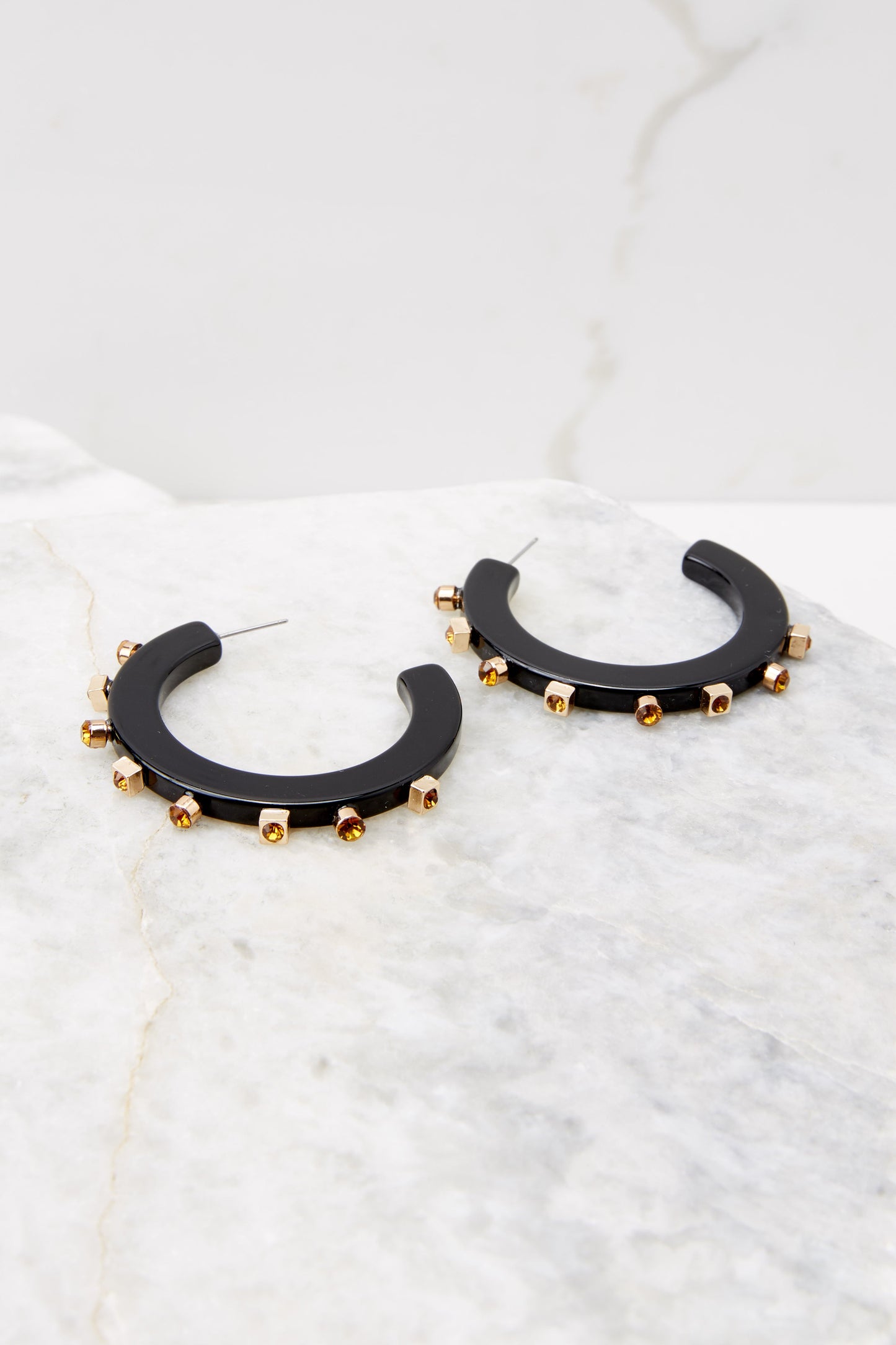 City Girl Black Jewel Hoop Earrings