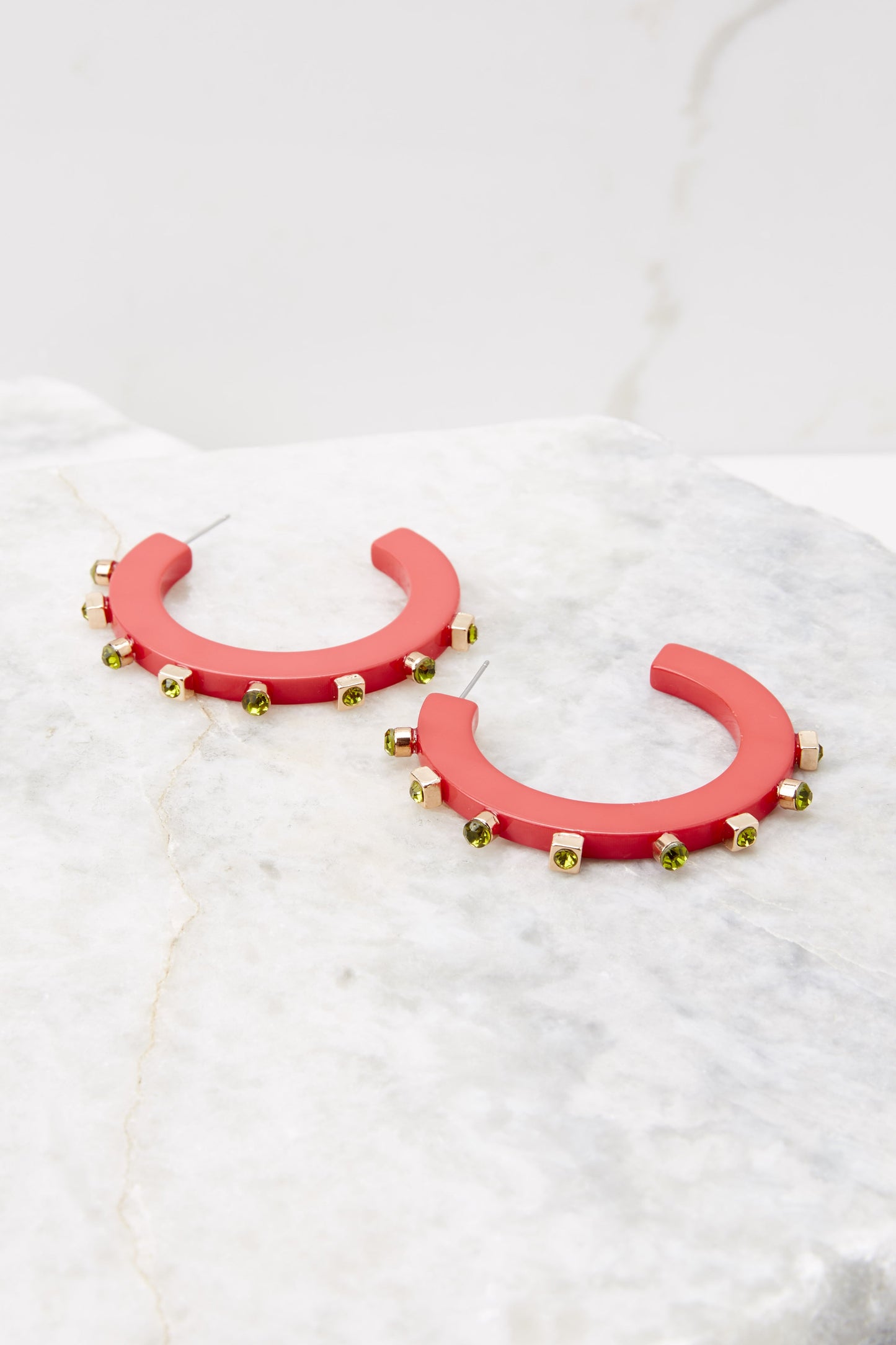 City Girl Pink Lemonade Jewel Hoop Earrings