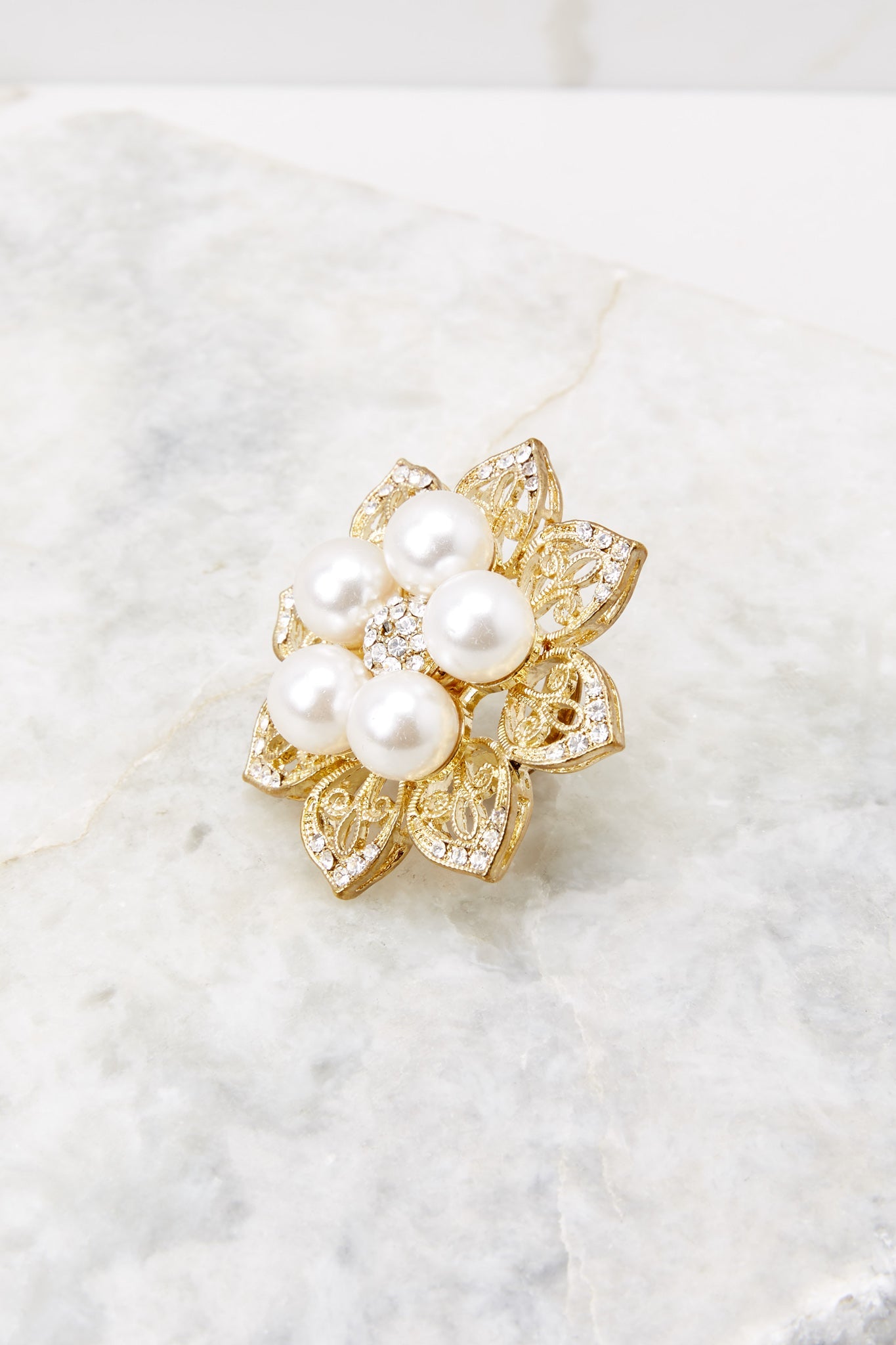 Blossoming Perfection Gold Pearl Ring