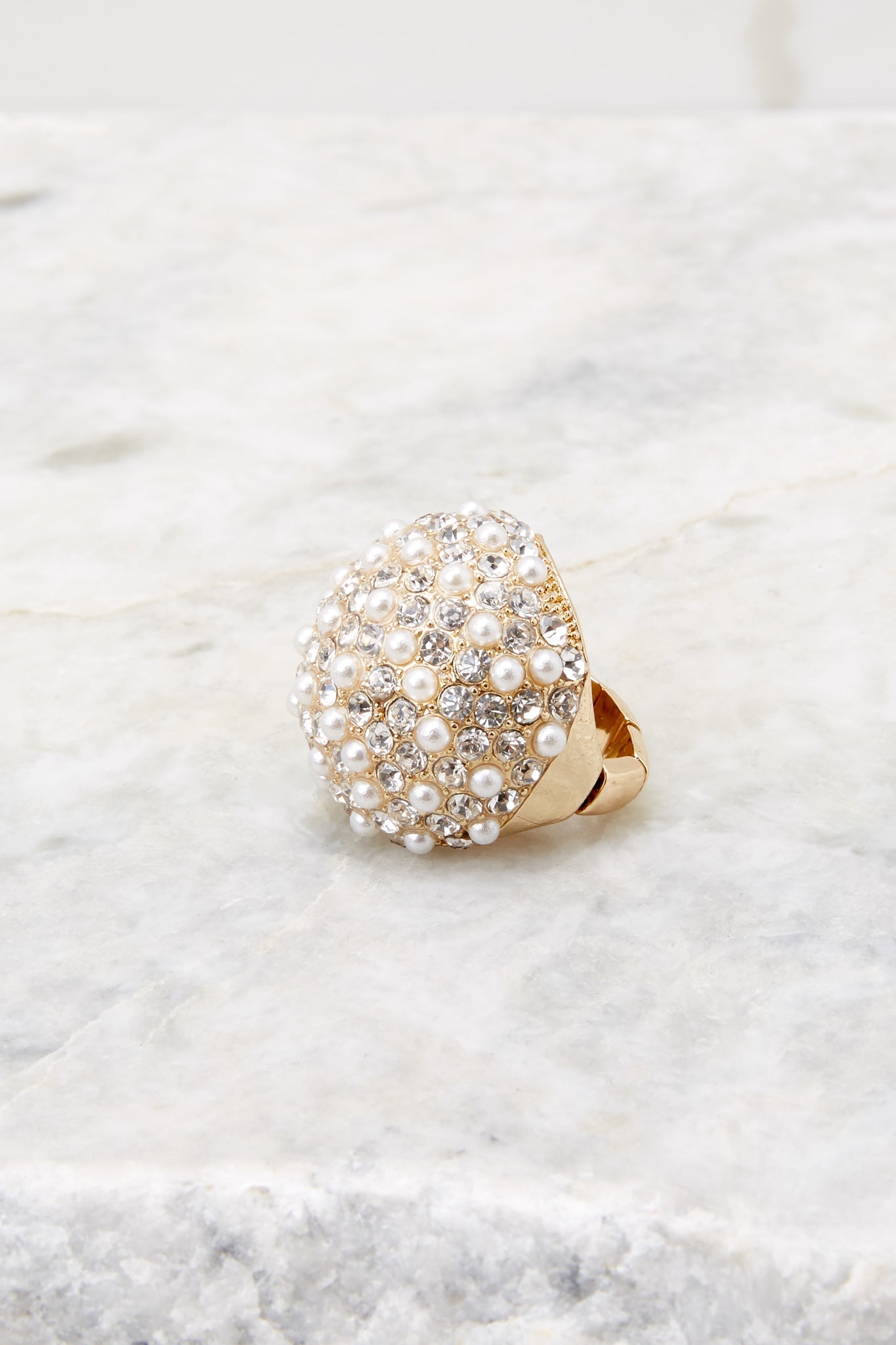 Cross Your Fingers Gold Pearl Ring