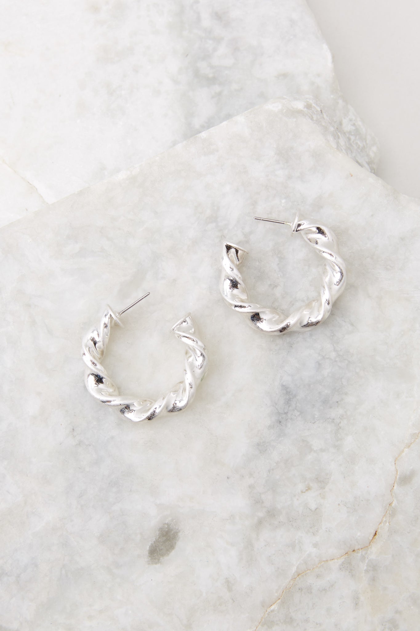 Life's Twists Silver Hoop Earrings