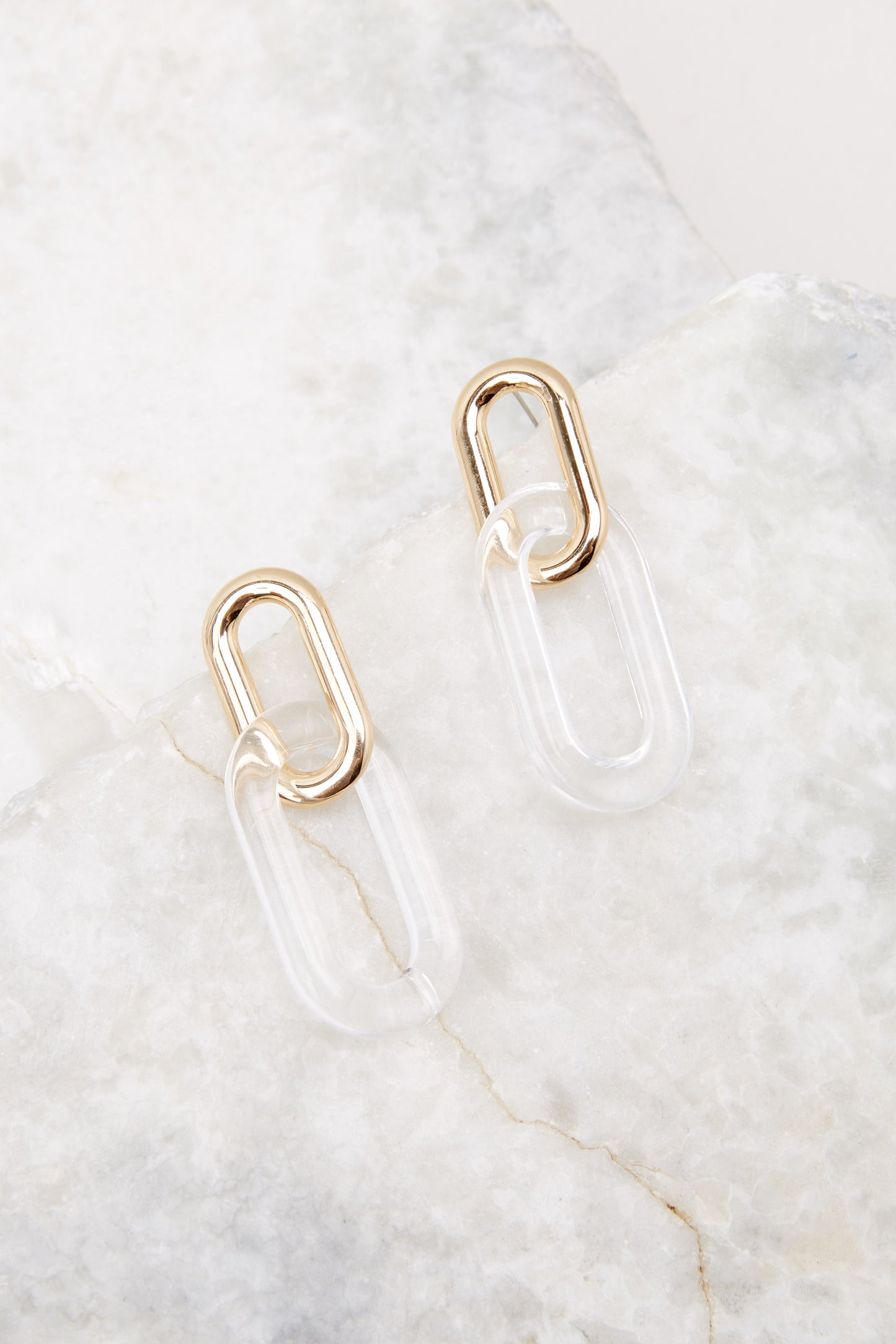 Off The Chain Gold And Clear Earrings