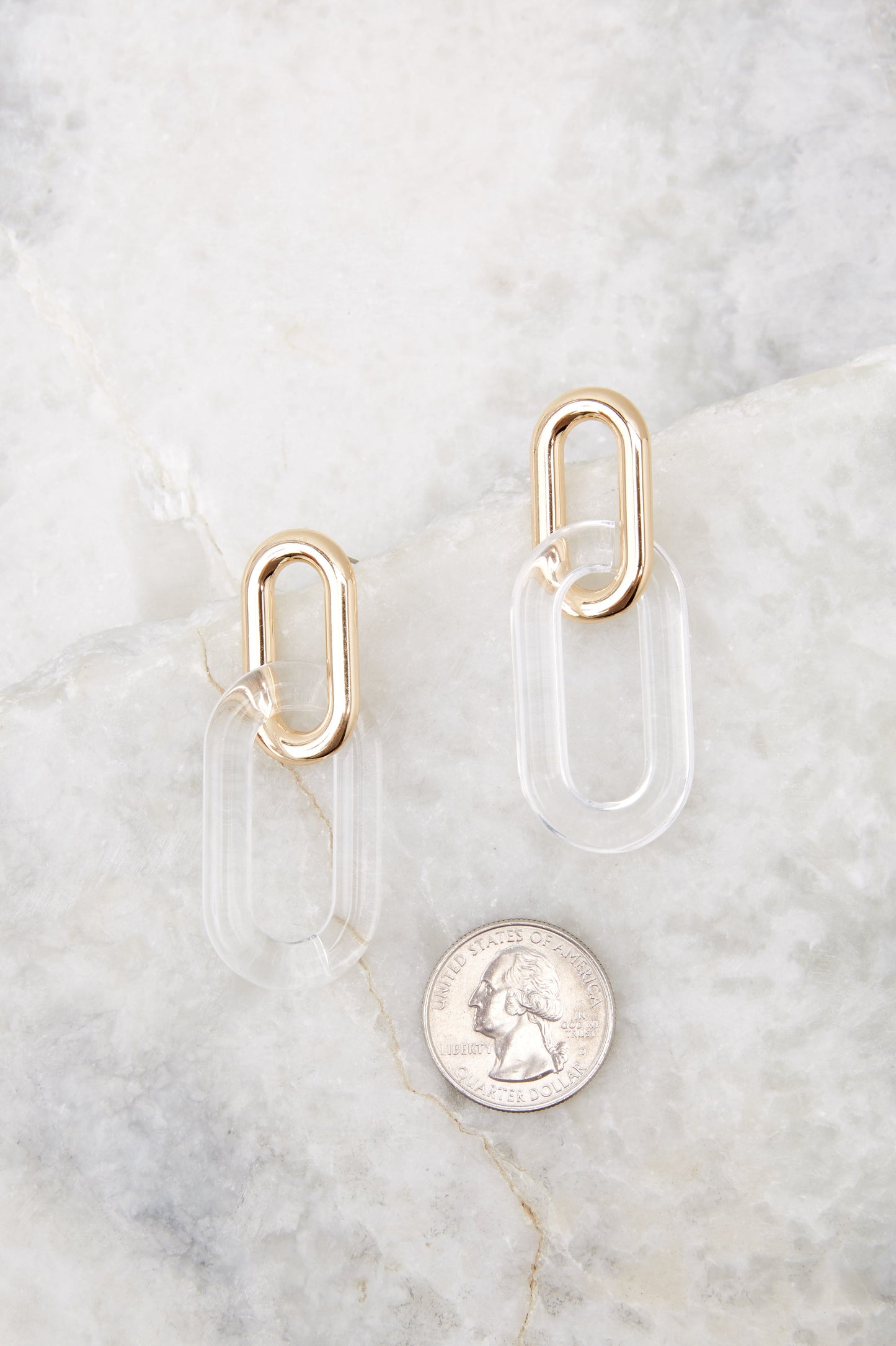 Off The Chain Gold And Clear Earrings