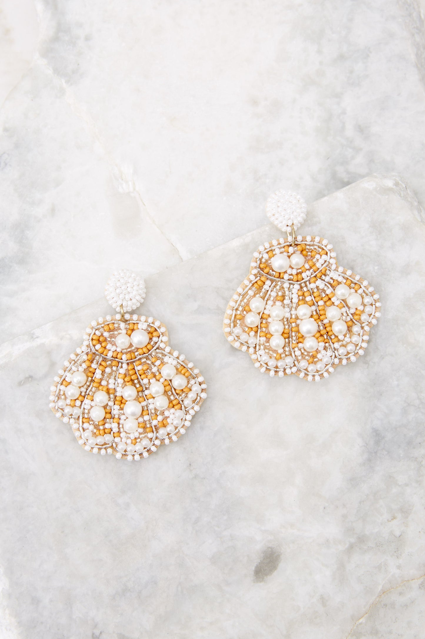 Sally Sells White Seashell Beaded Earrings