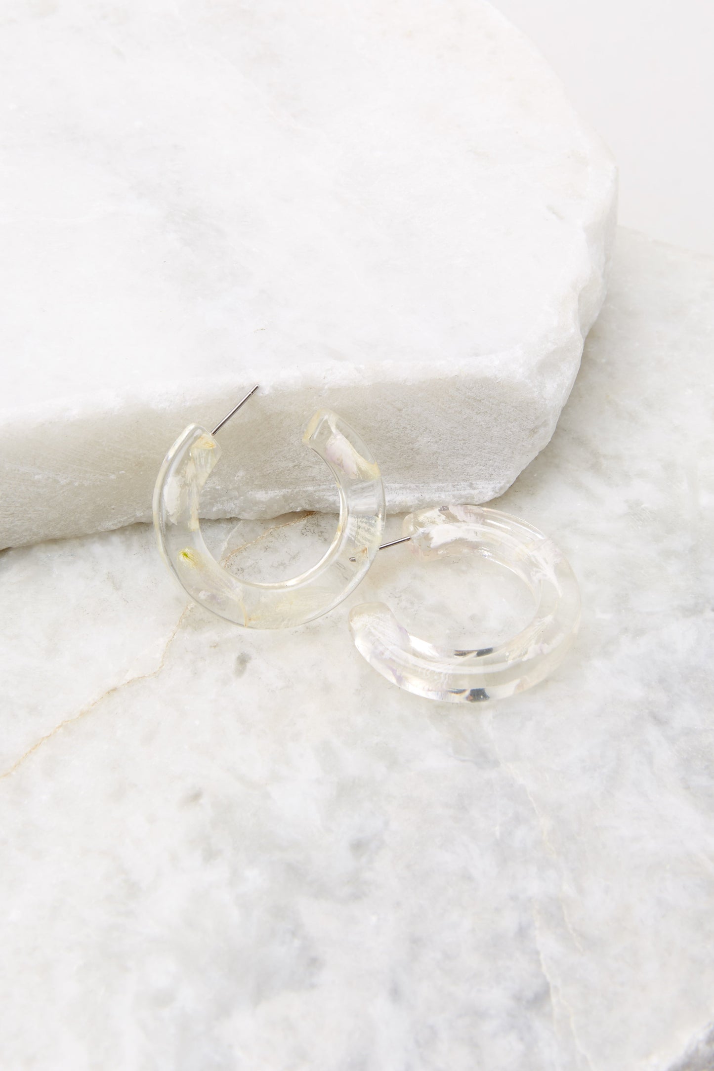 Keep This Secret Clear And Lavender Hoop Earrings