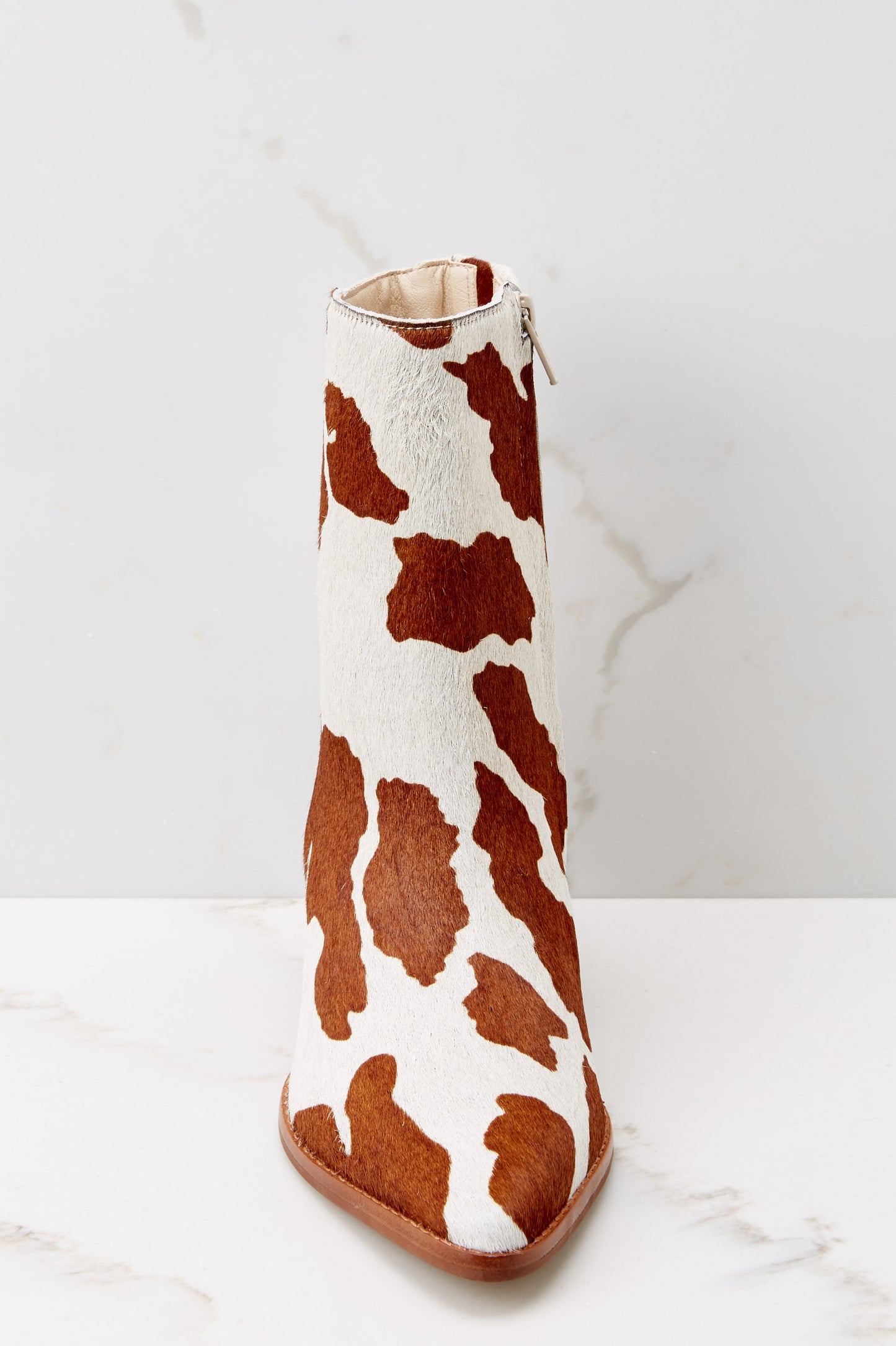 Caty Brown Cow Spot Ankle Boots