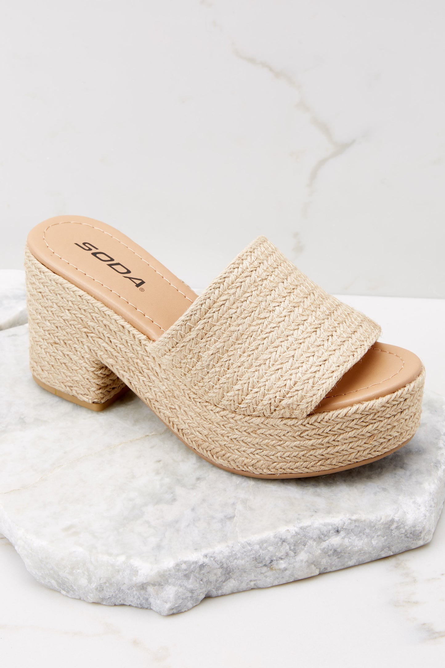 Go For A Stroll Tan Platform Heel Sandals