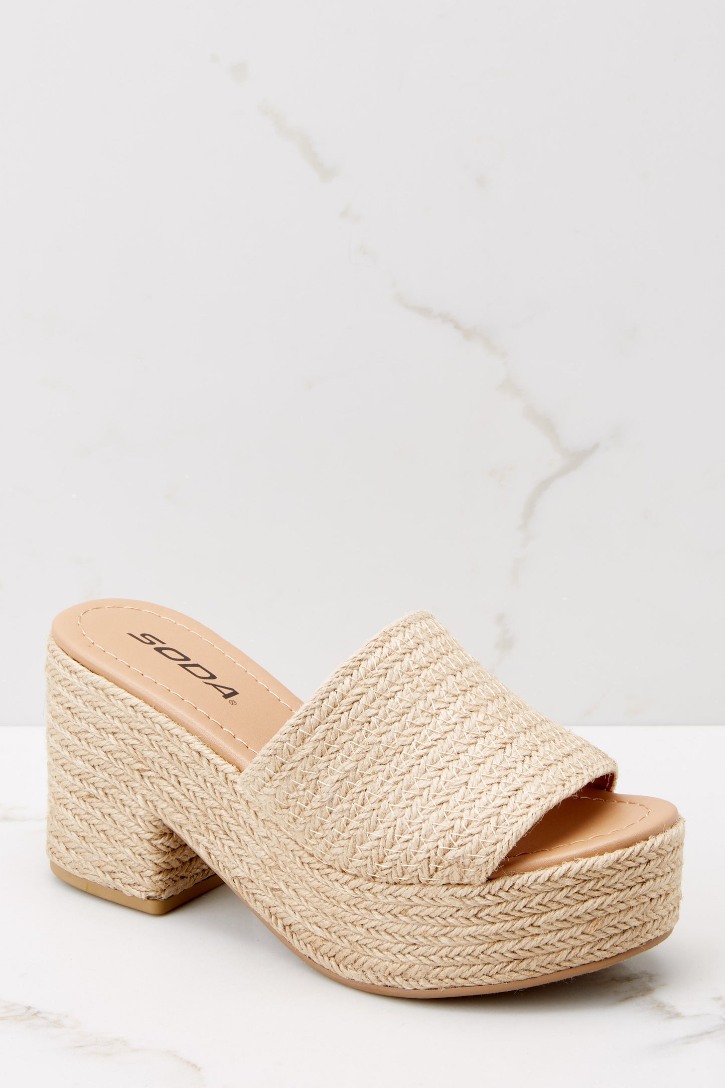 Go For A Stroll Tan Platform Heel Sandals