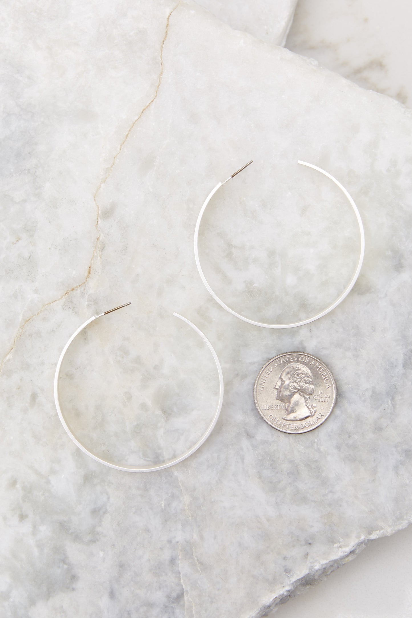She's Perfection Matte Silver Hoops