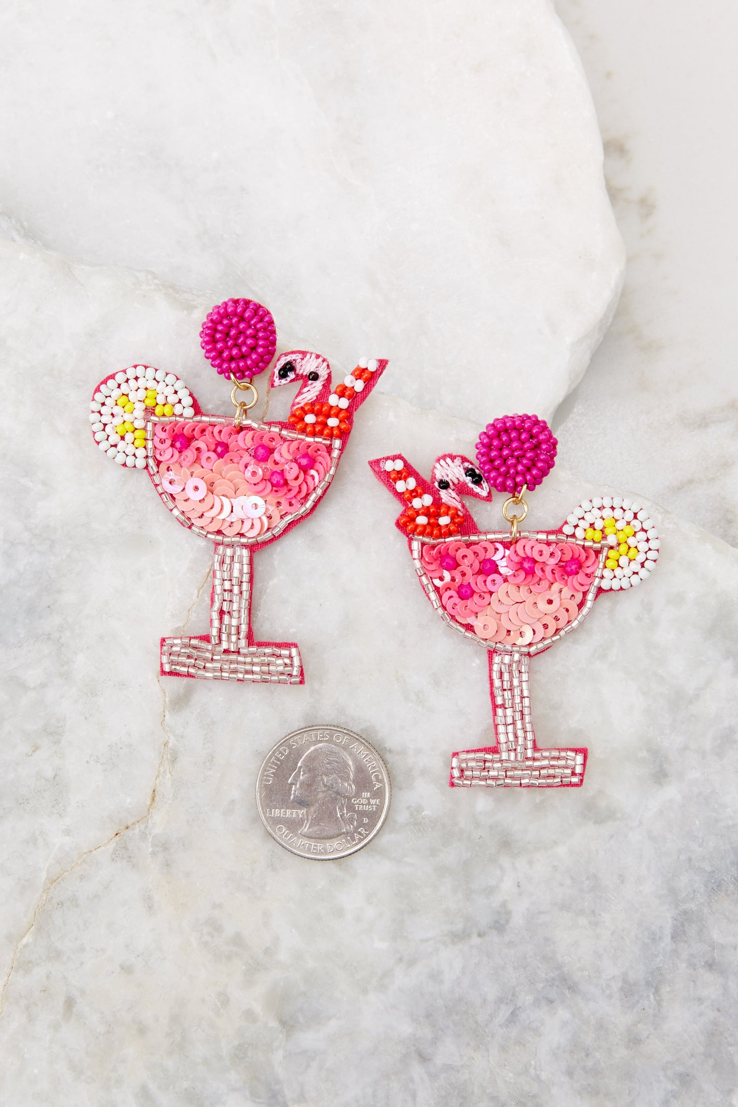 Sip By The Beach Pink Multi Beaded Earrings