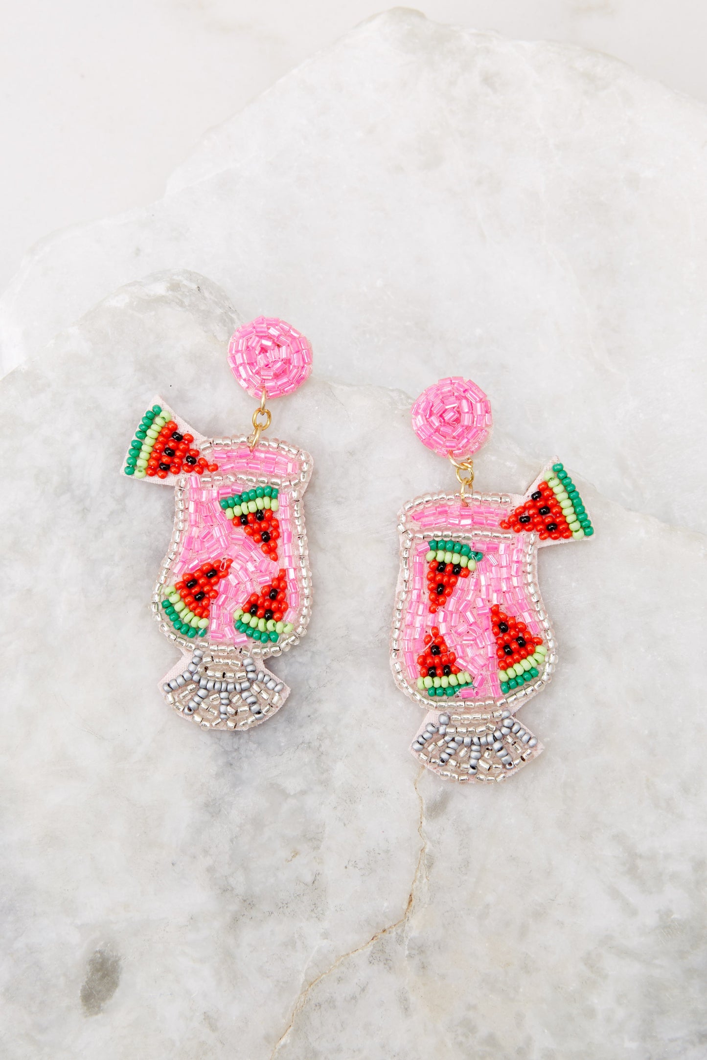 Time To Refresh Pink Beaded Earrings