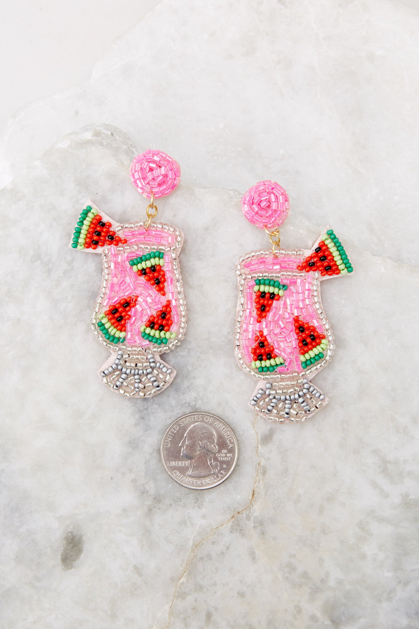 Time To Refresh Pink Beaded Earrings