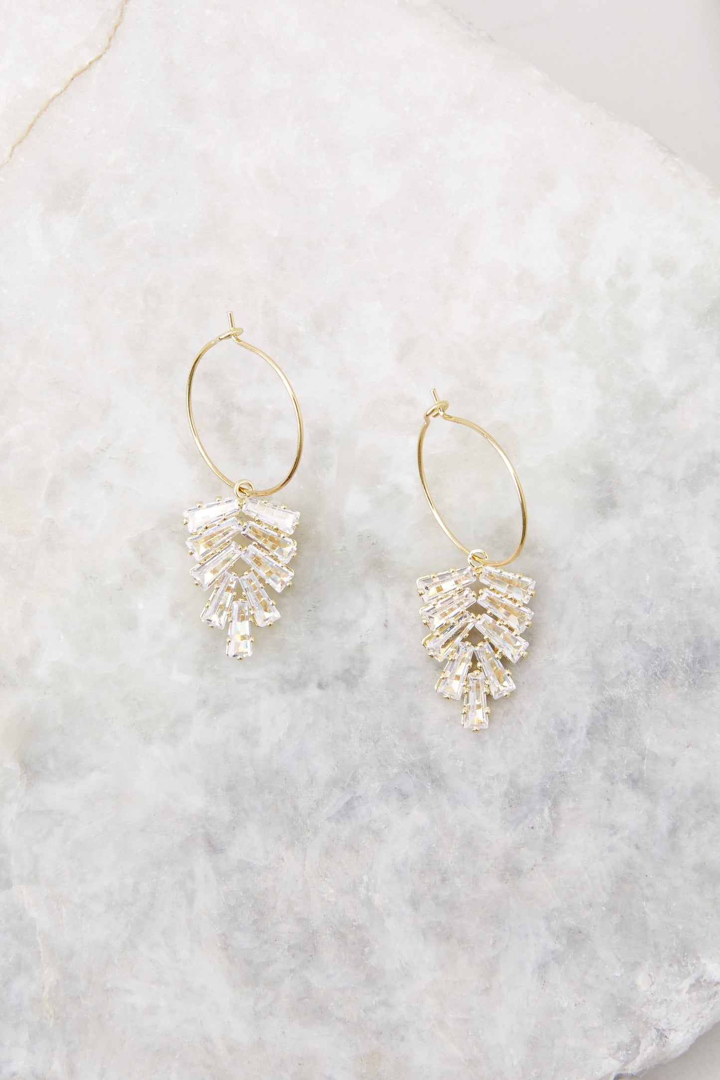 Crystal Leaf Gold Earrings