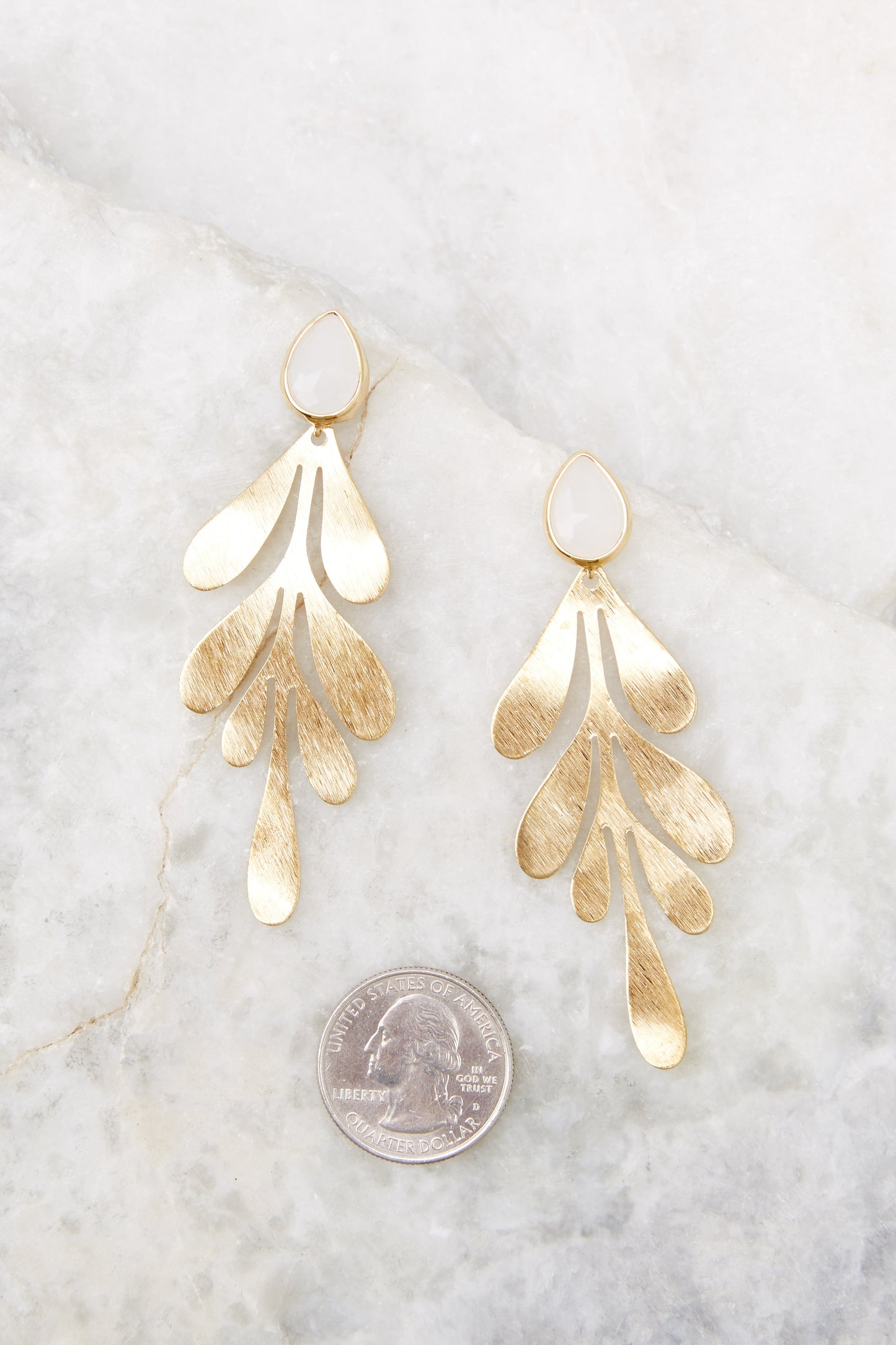 Works Of Art Gold And White Earrings