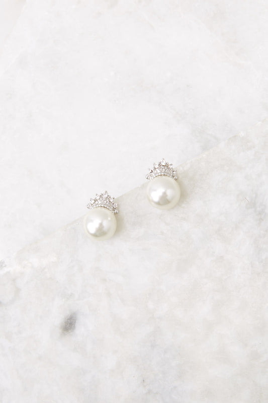 Feel Like Royalty Silver Pearl Earrings