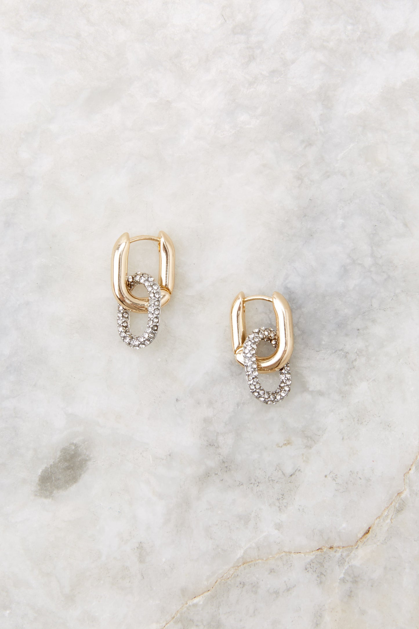 Linked Hearts Gold And Silver Earrings