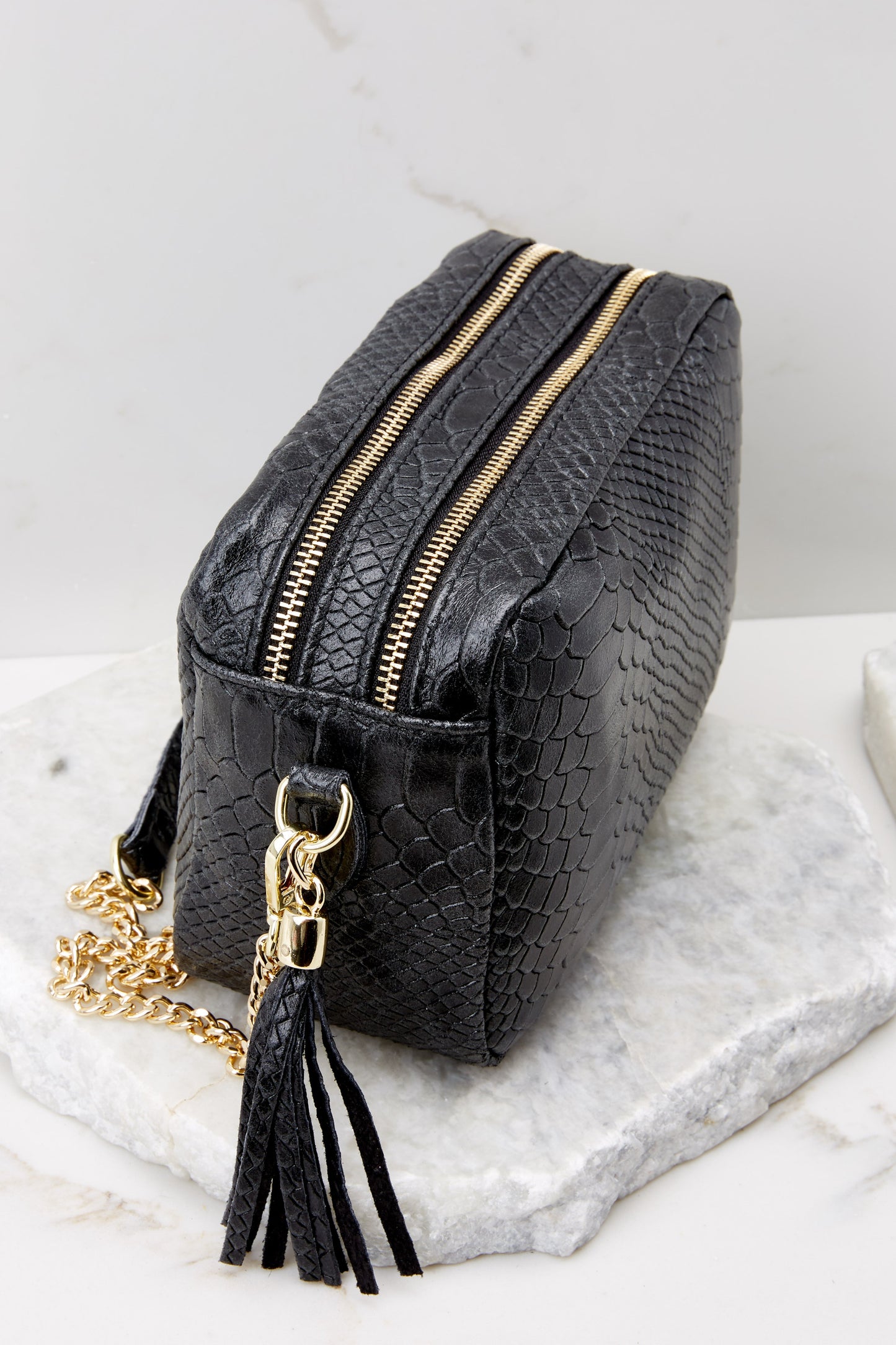 Mile A Minute Black Leather Bag
