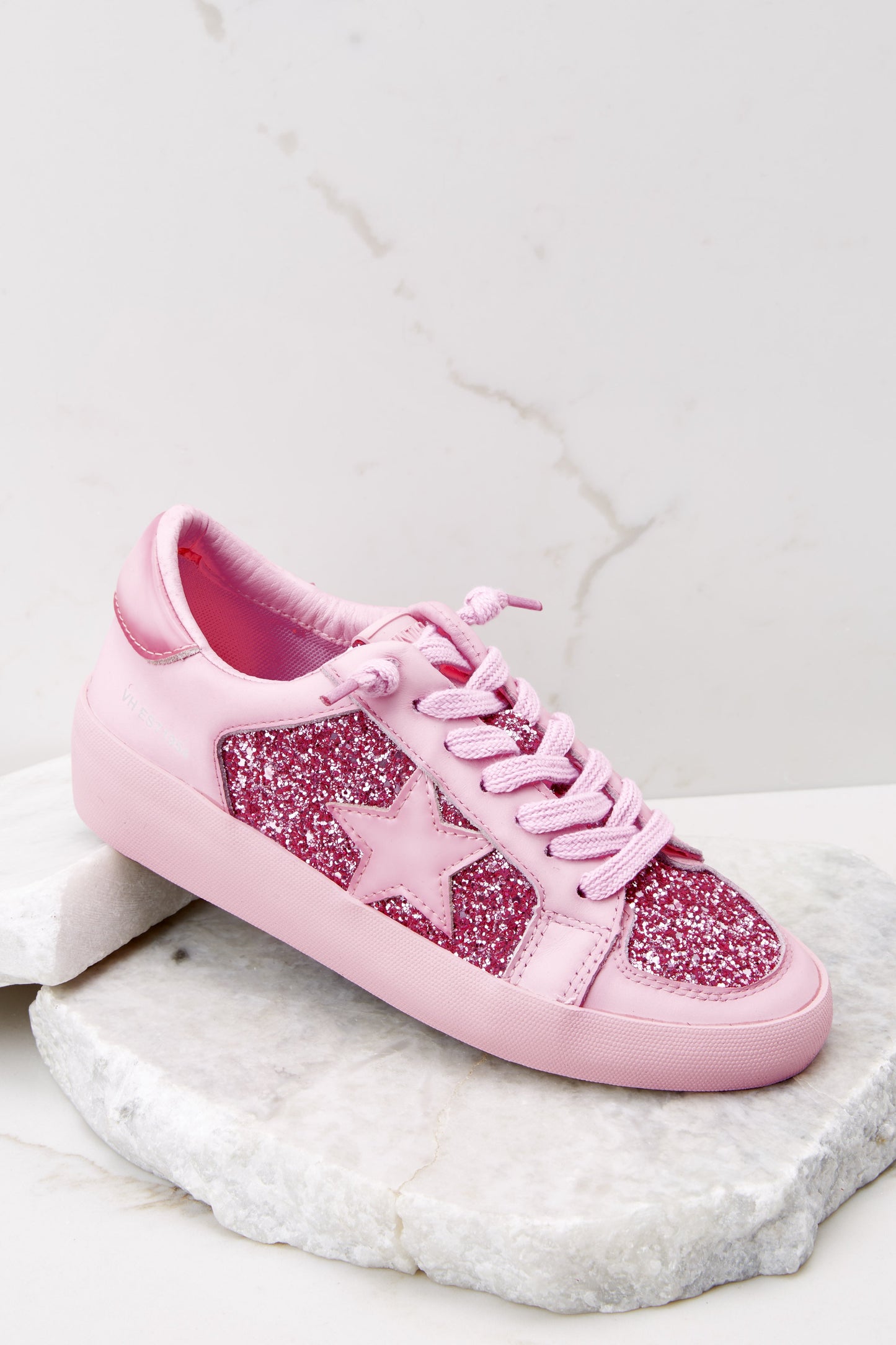 Alexis Hot Pink Glitter Low Top Sneakers
