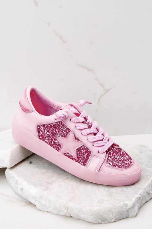 Alexis Hot Pink Glitter Low Top Sneakers